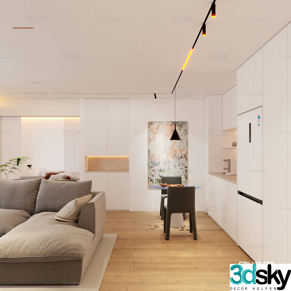 Creamy style modern apartment 3d model