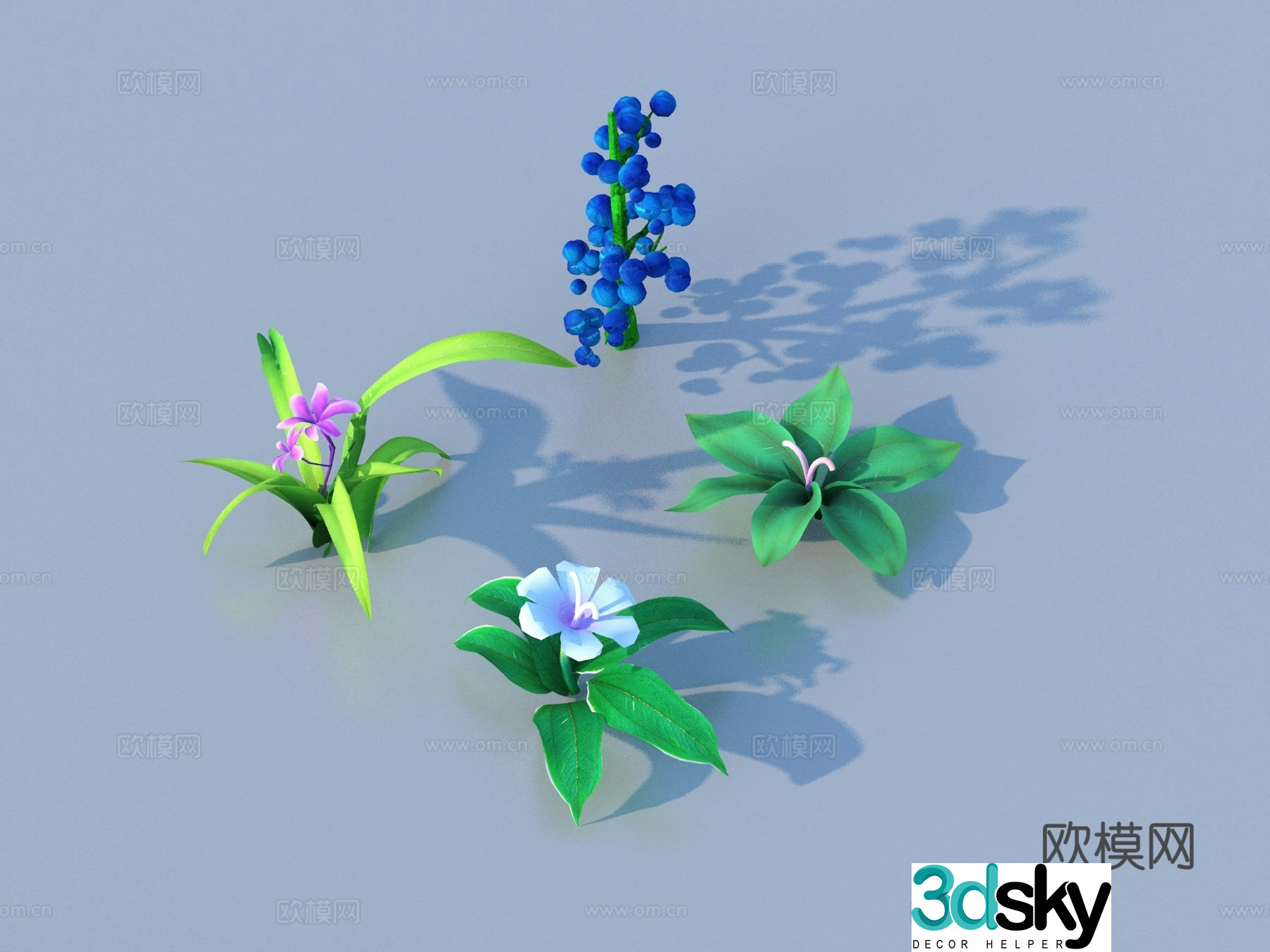 Cartoon Plants Shrub Flowers and Plants 3d Model