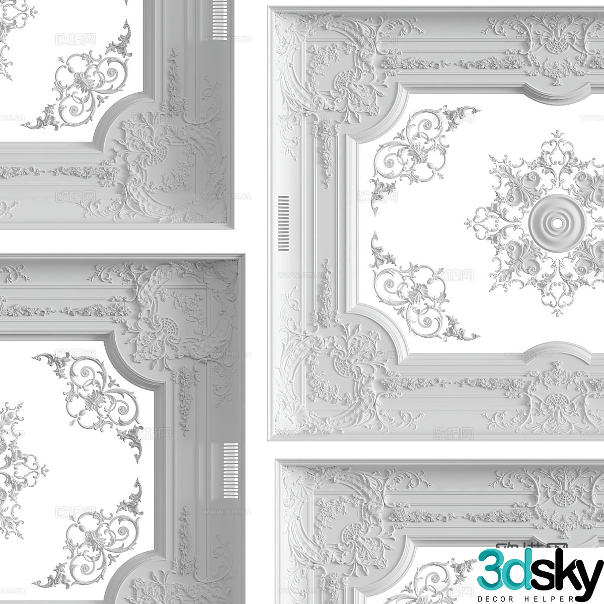 European style simple carved ceiling ceiling carved ceiling decorative carved ceiling 3D model