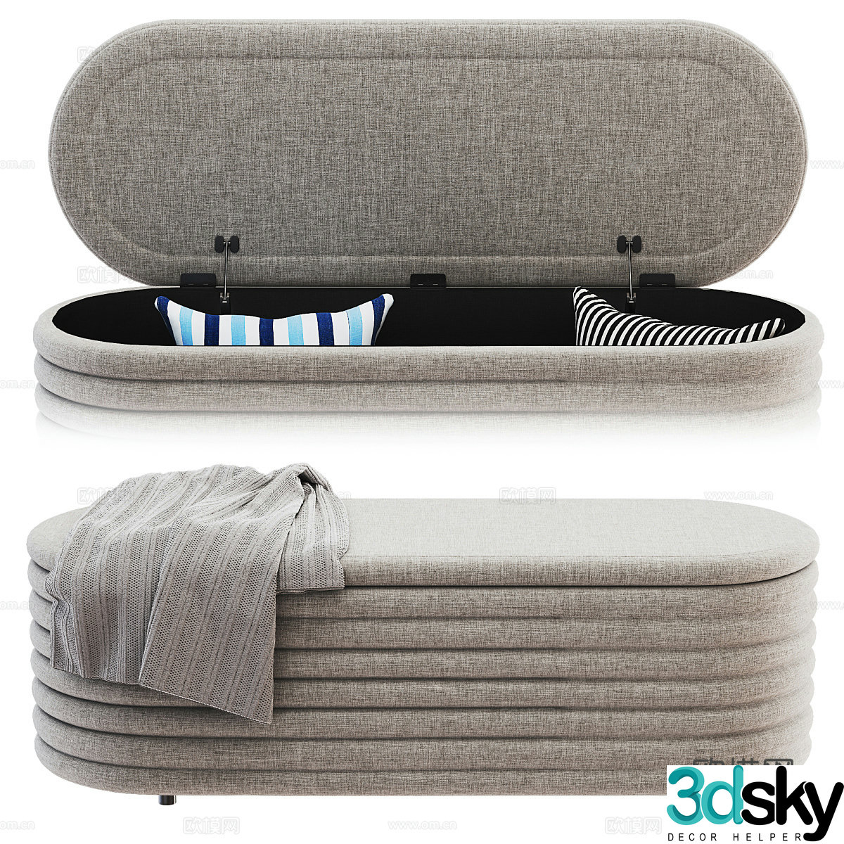 Modern RIALTO ivory storage bench 3d model