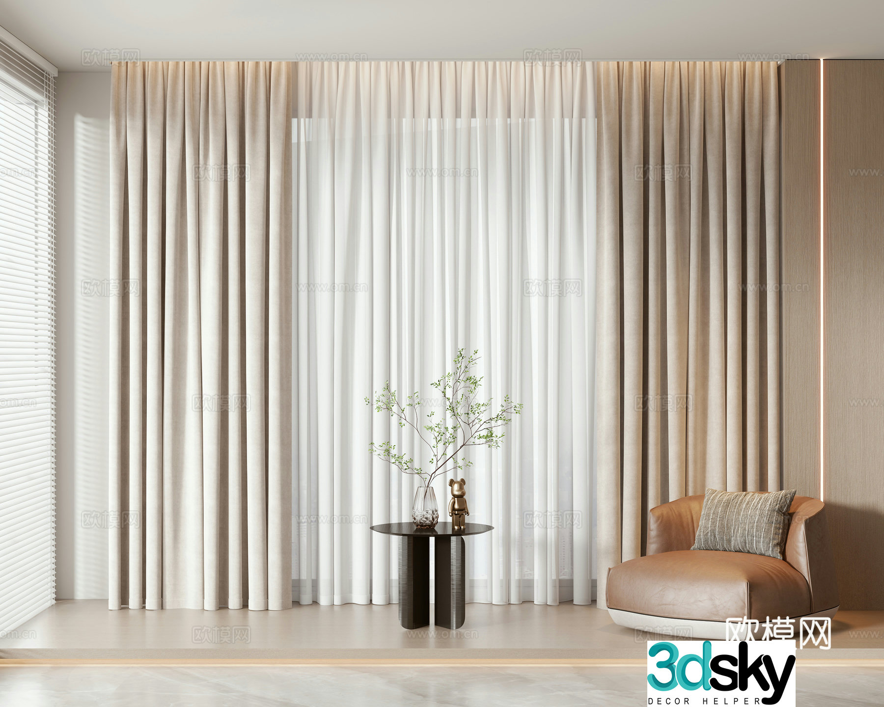 Modern curtain 3d model