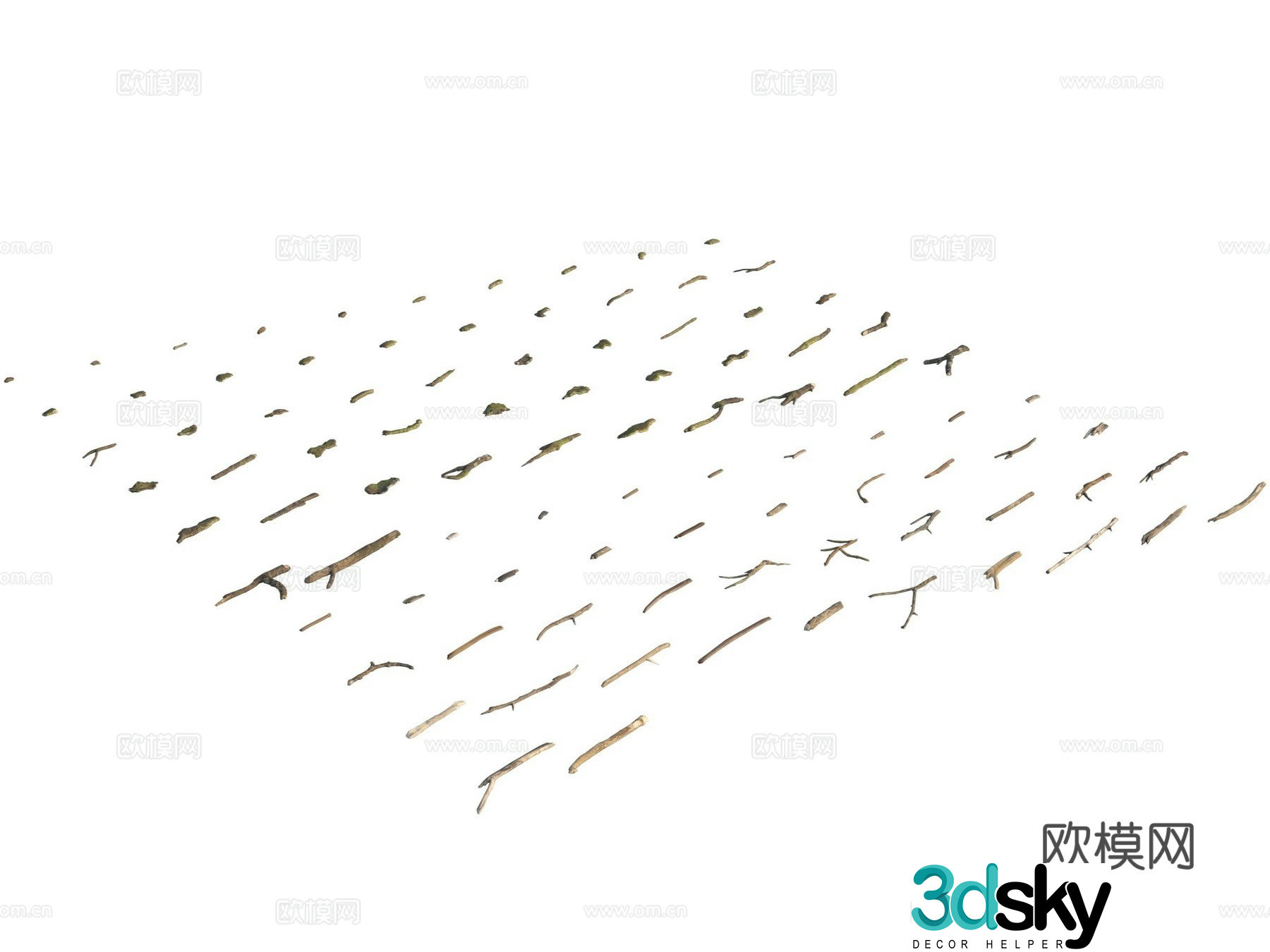 3d model of bark twigs