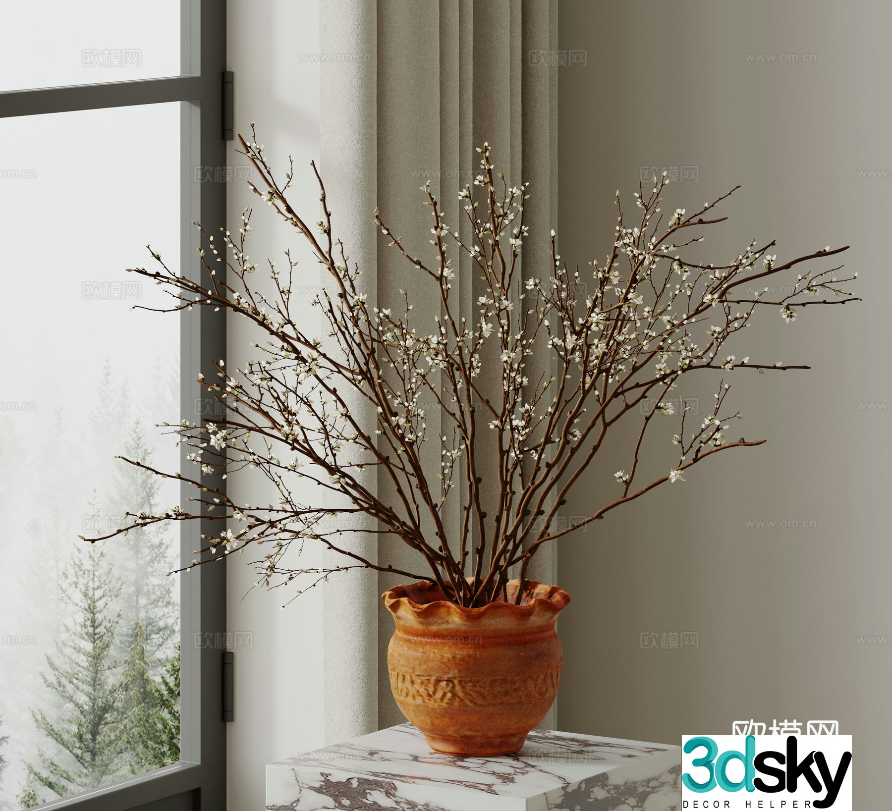 Modern flower potted 3D model