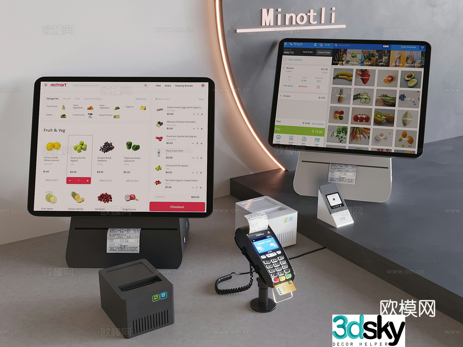 Cash register order system Cash register equipment scanning equipment 3D model