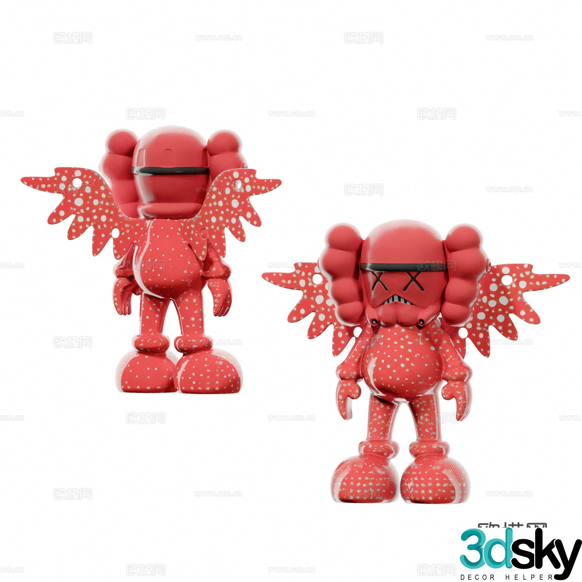 Modern trendy kaws doll 3d model