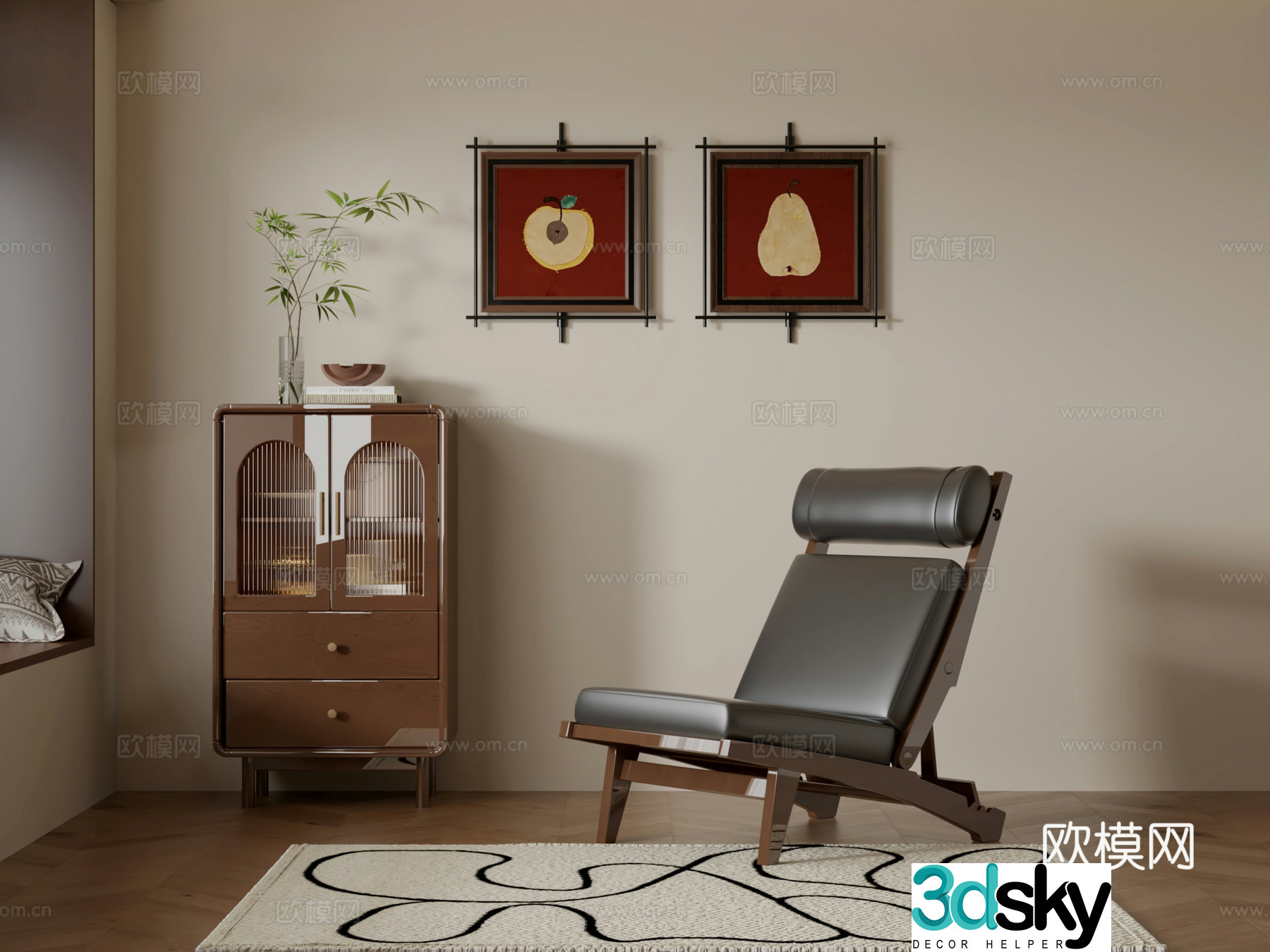 Medium style casual single chair 3D model