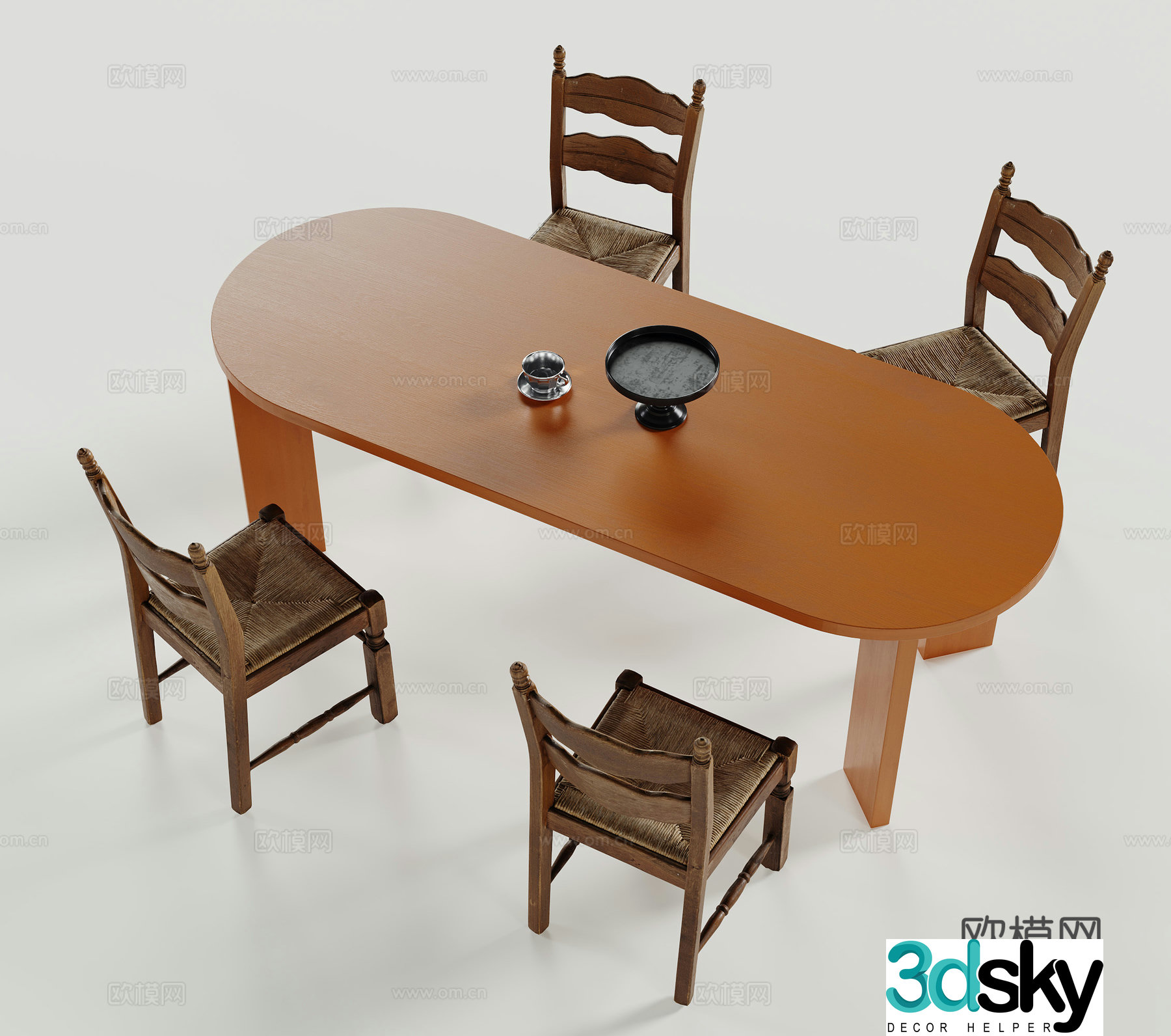 Modern dining table and chair 3d model