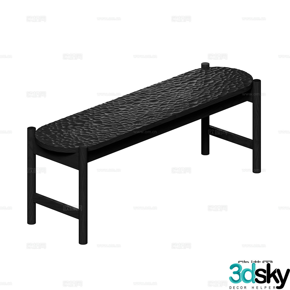New Chinese wooden bench 3D model