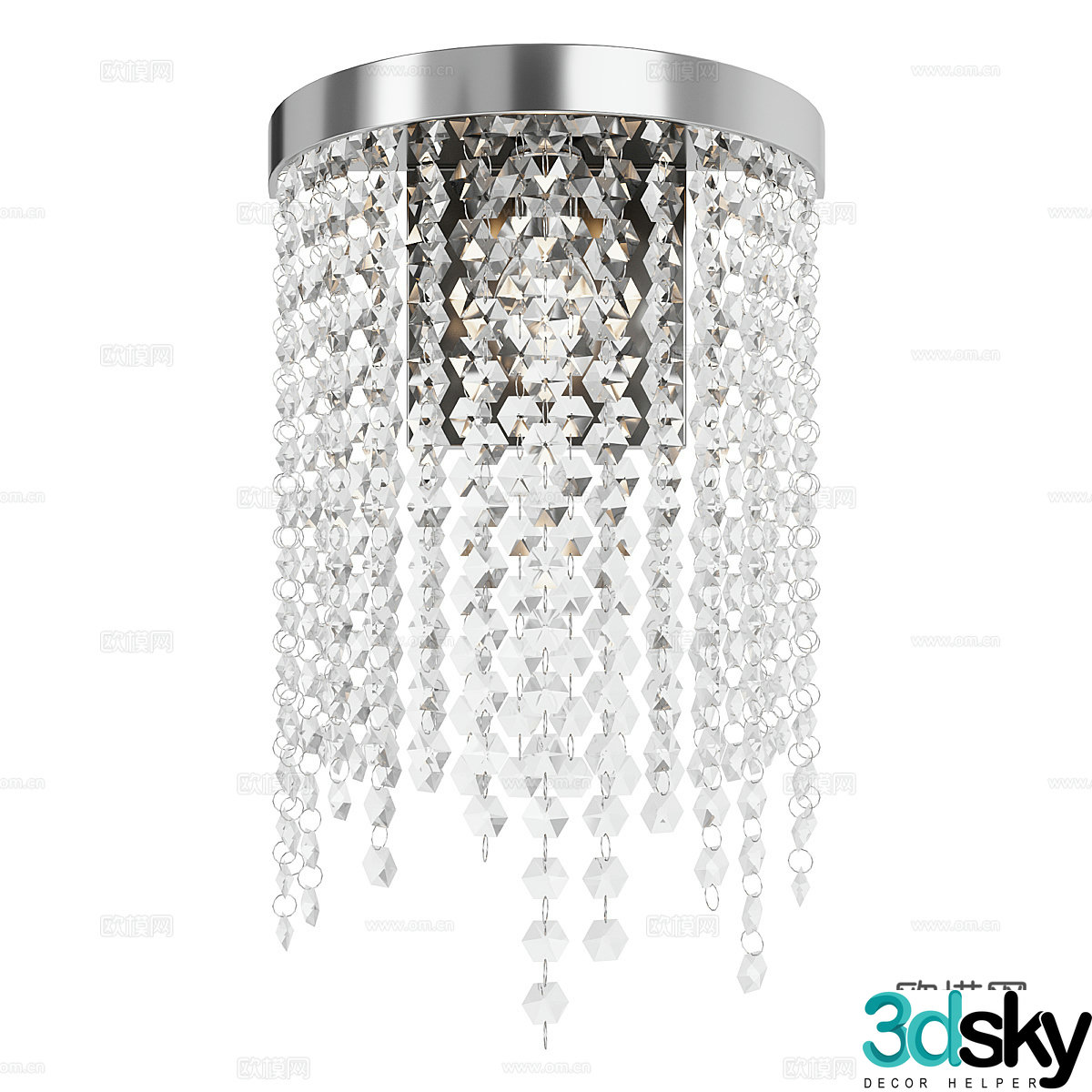 Modern light luxury Cascada chrome crystal wall light 3D model