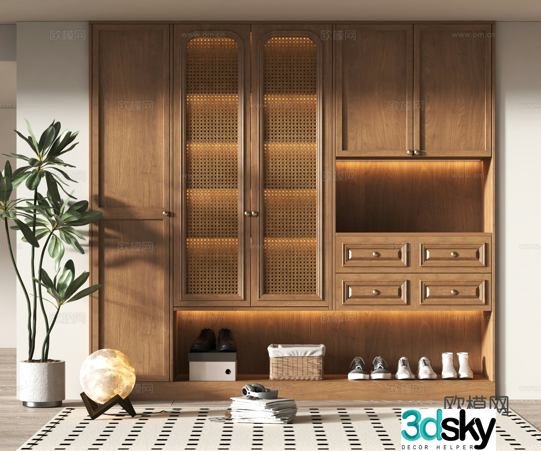 Middle-aged shoe cabinet 3D model