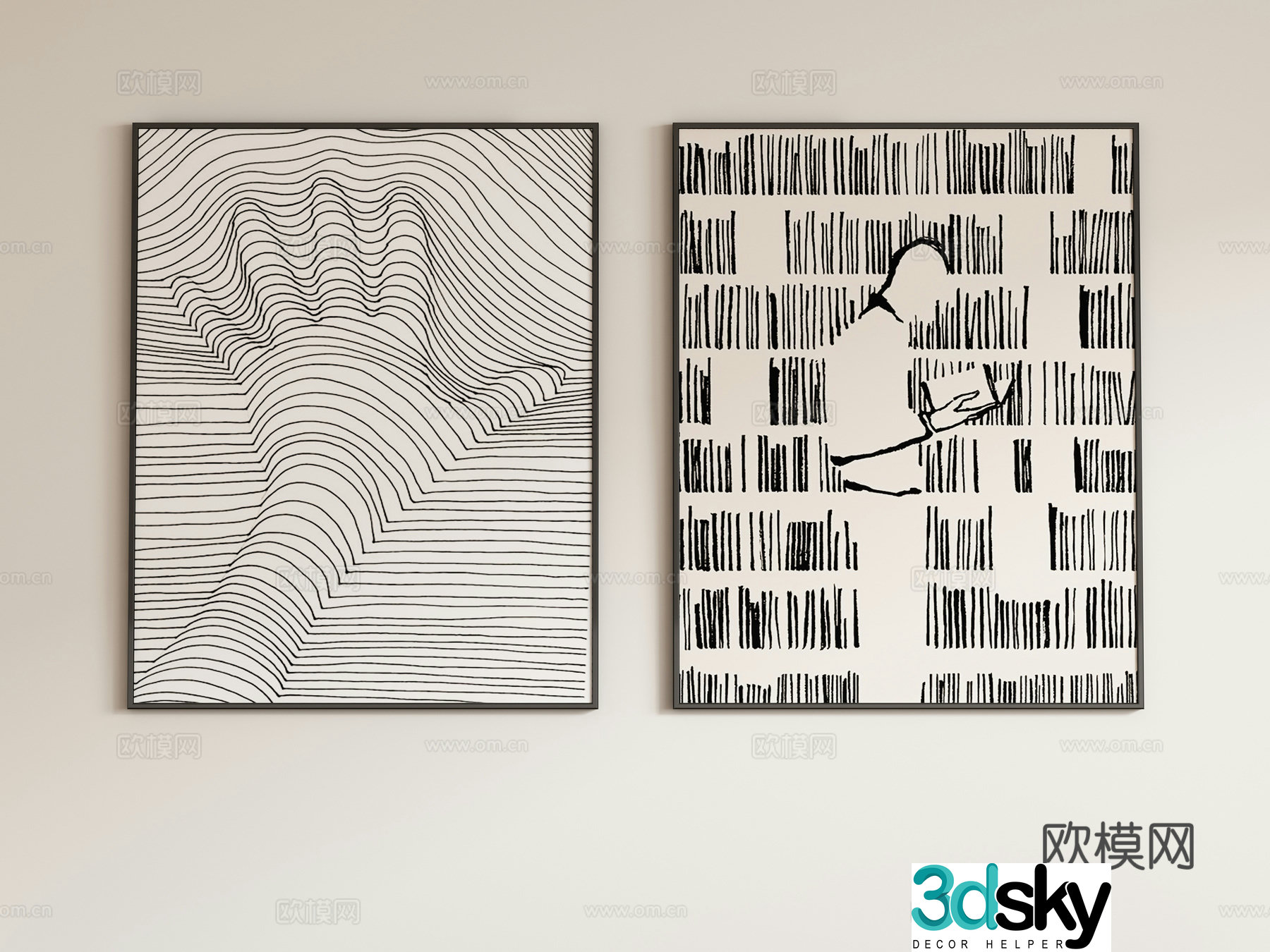 Modern abstract decorative painting hanging painting 3d model