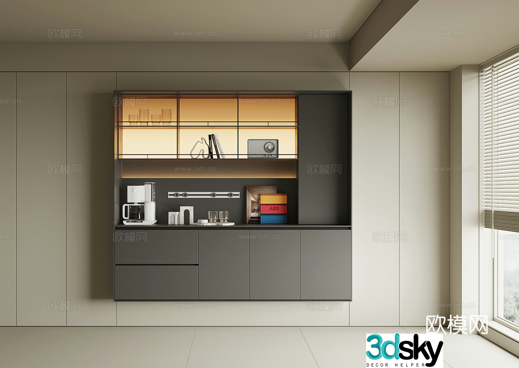 Modern wine cabinet sideboard 3D model