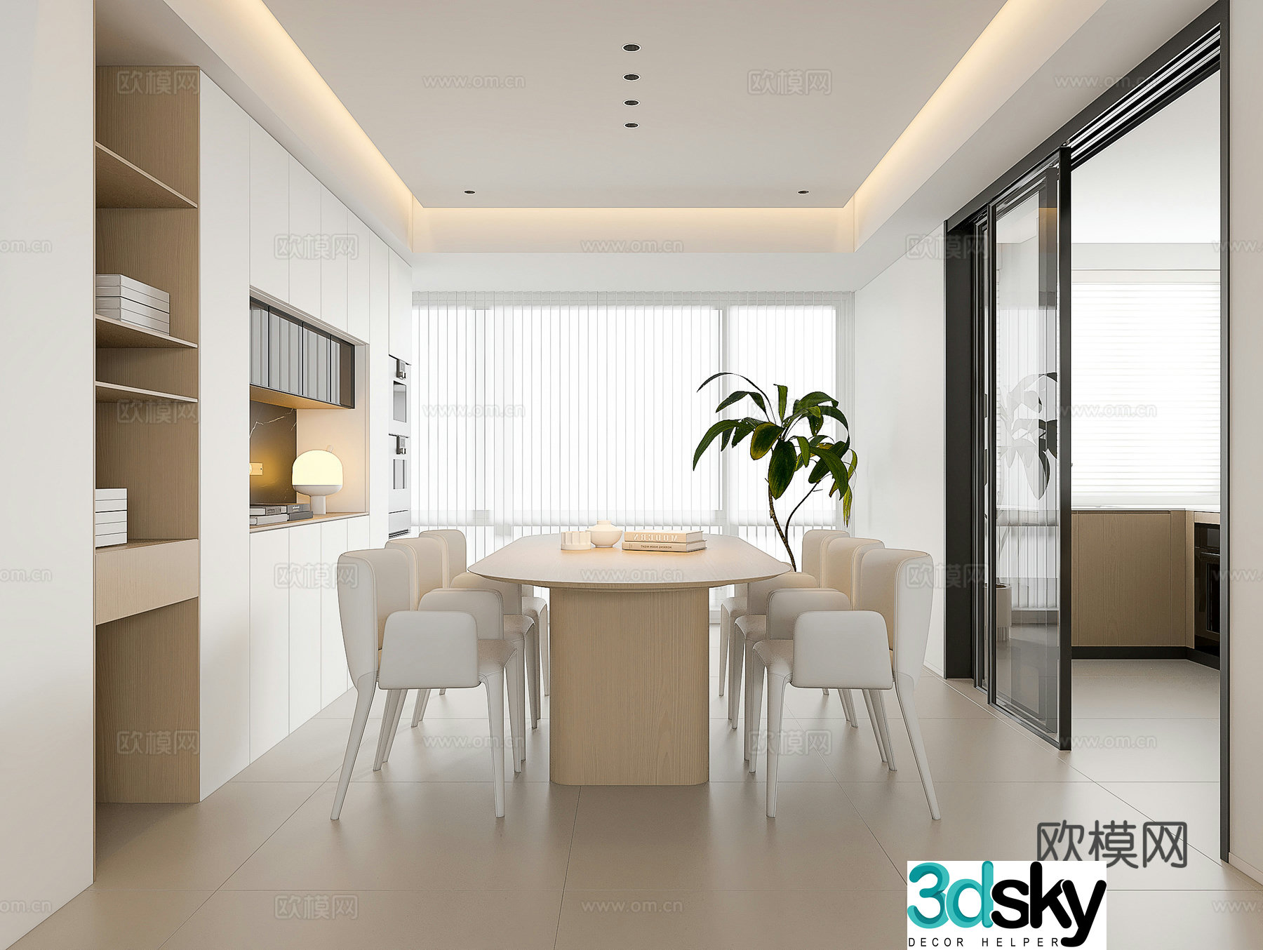 Modern restaurant Cream style restaurant Log restaurant Modern dining table and chairs Modern wine cabinet Minimalist 3D model