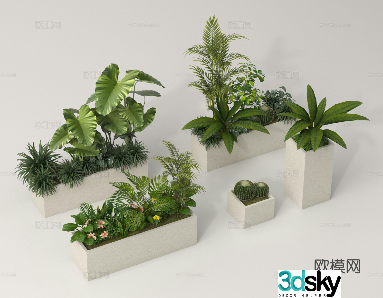 Outdoor flower box flower tank anticorrosion wood flower box green plant flower box flower bed 3D model