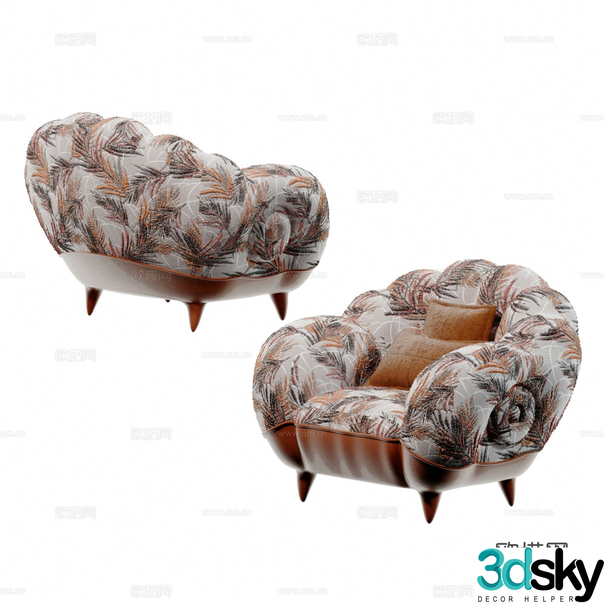 American light luxury casual sofa leisure chair 3d model