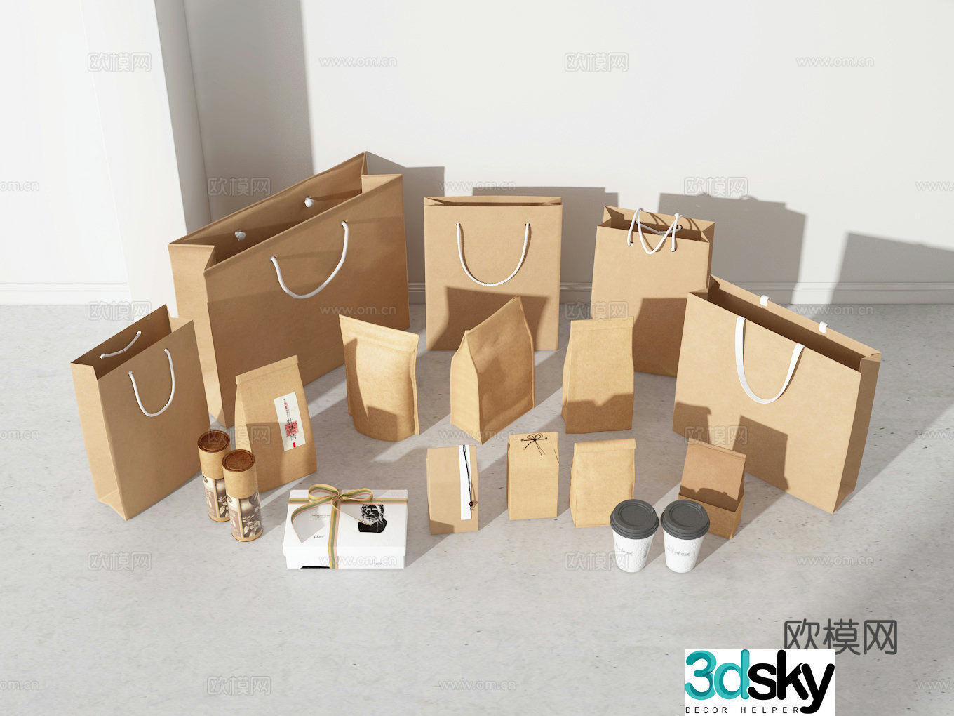 Kraft paper bag 3d model