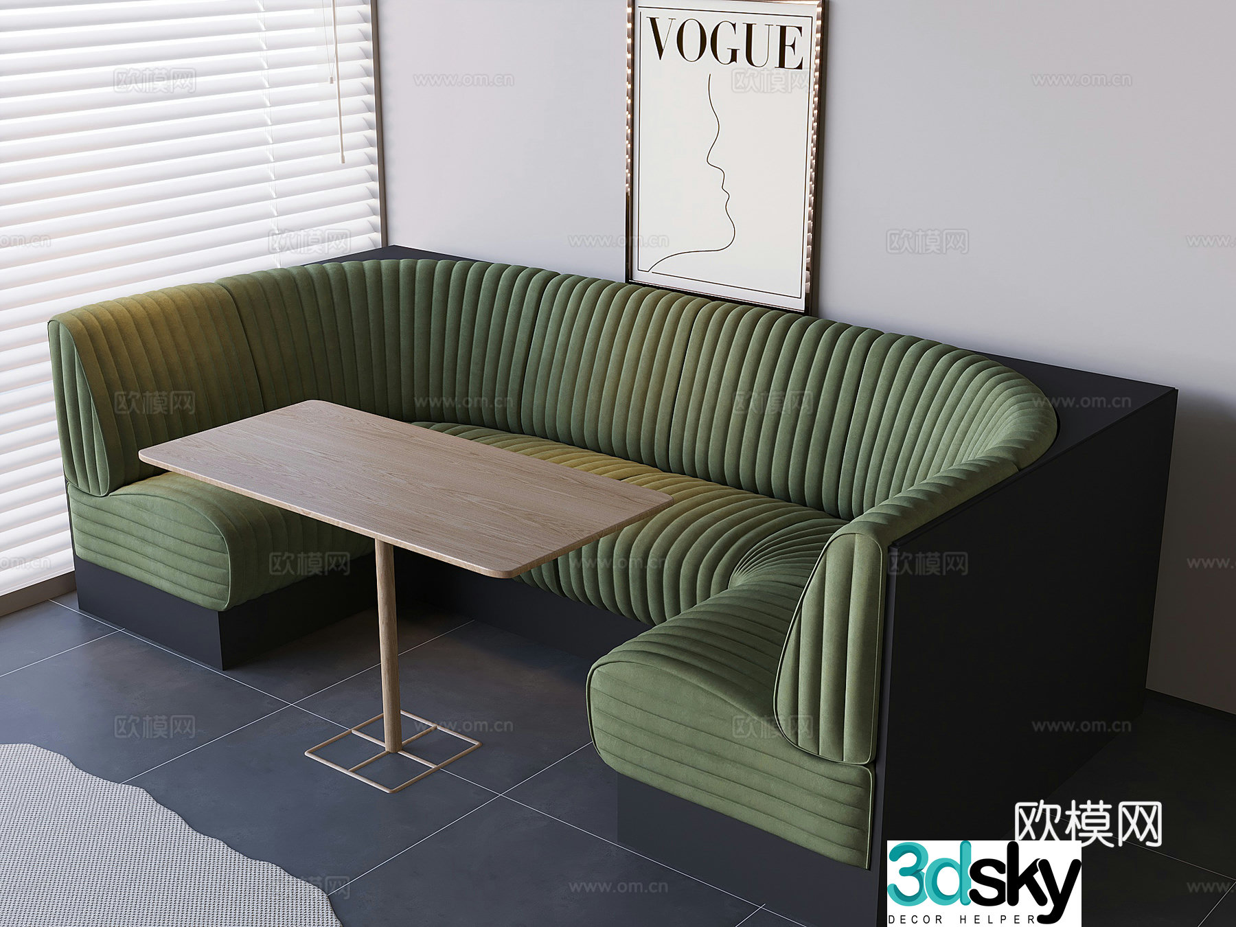 Corner locker soft-pack sofa curve locker sofa solid wood table 3D model