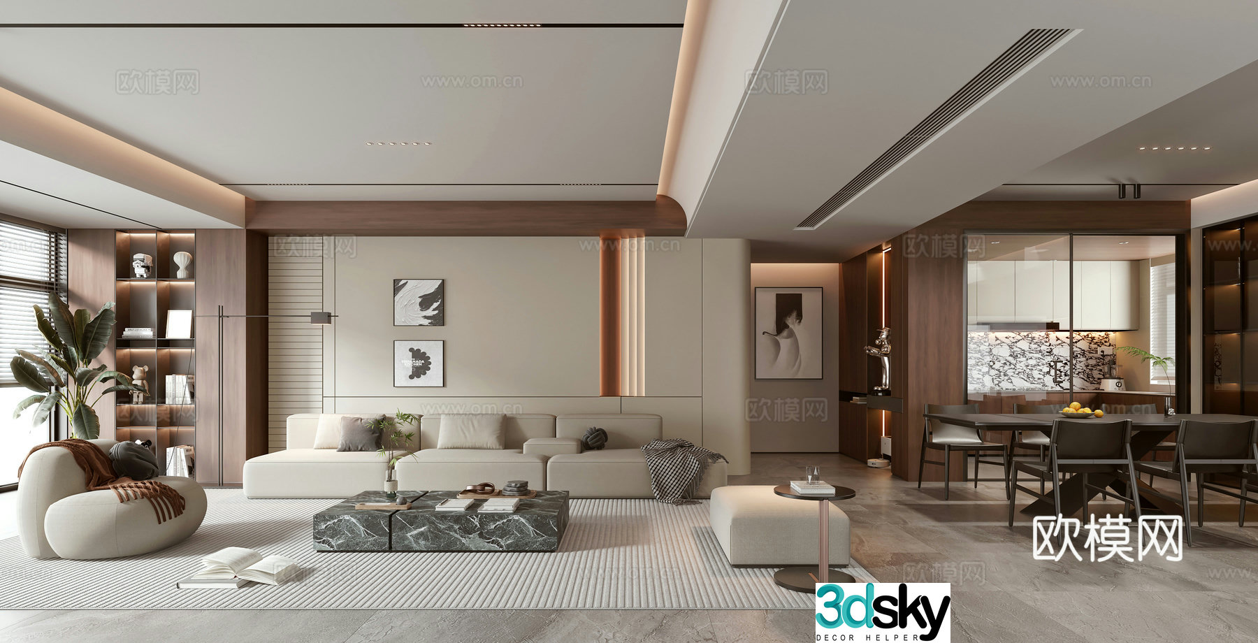 Middle-aged living room 3d model