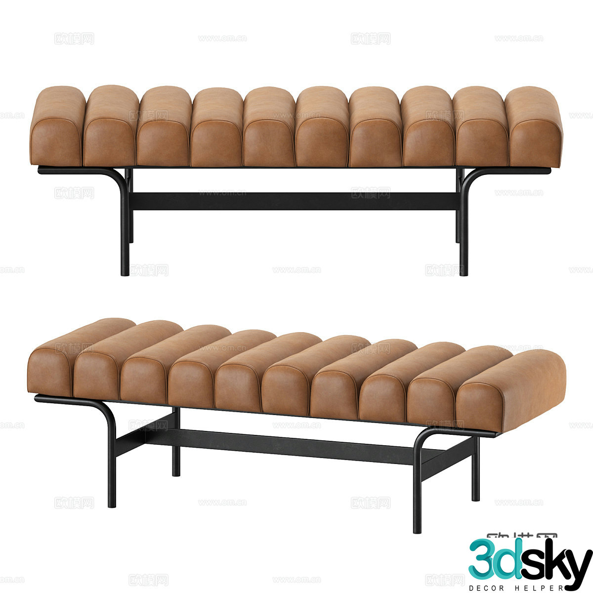 New Chinese style leather footstool 3D model