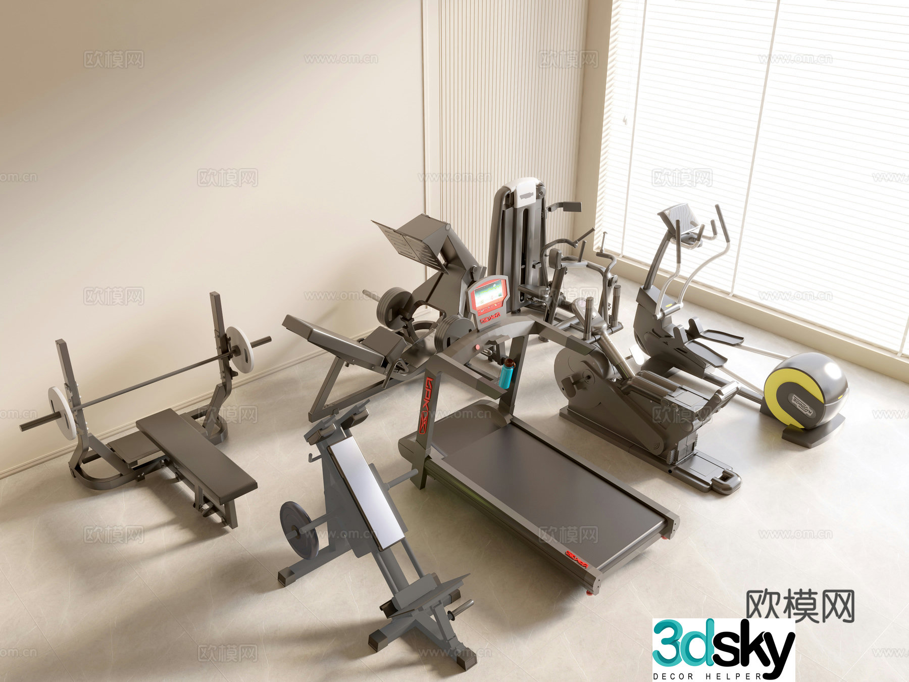 Modern fitness equipment Sports equipment Gym equipment 3d model