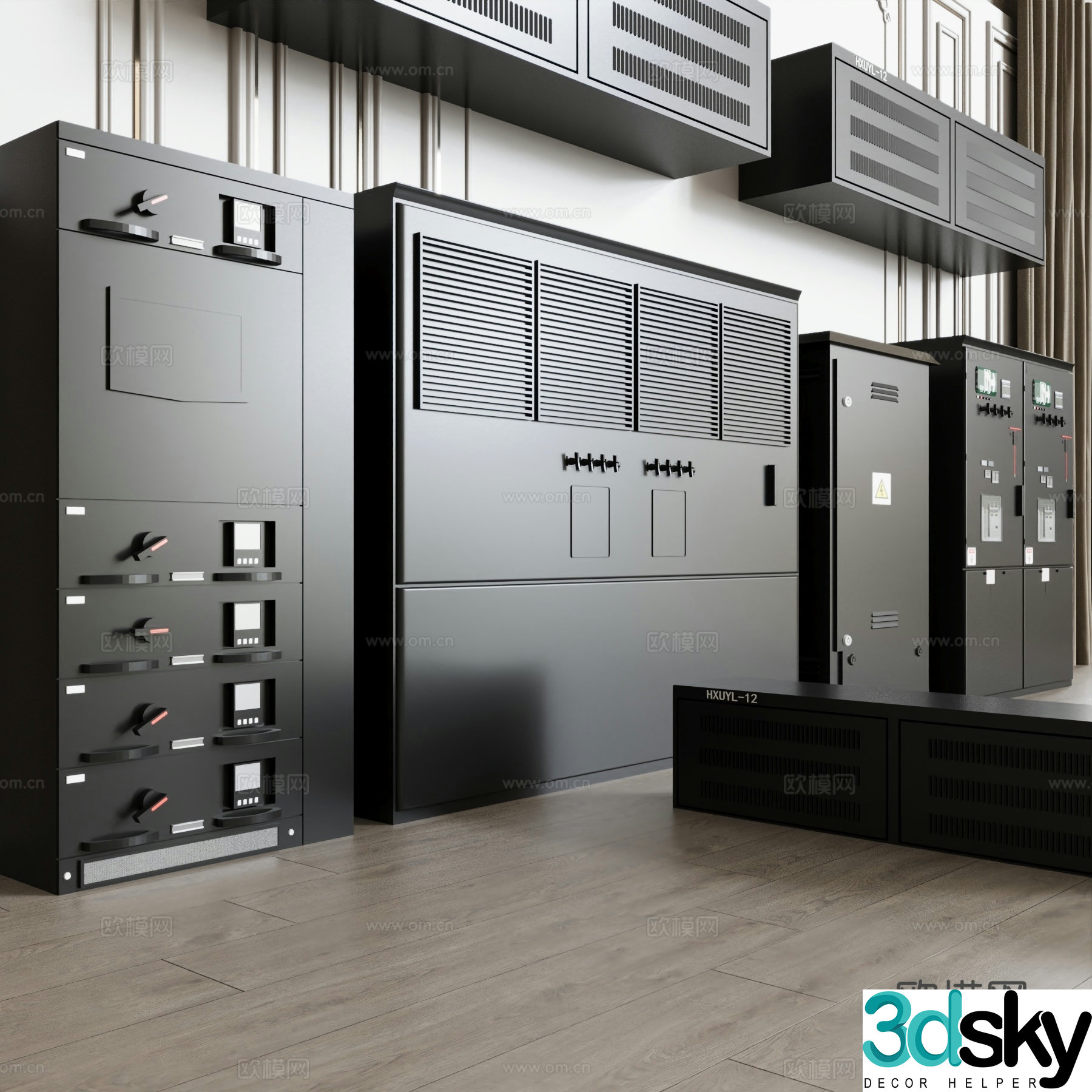Industrial equipment computer room electrical box electric cabinet distribution room 3D model
