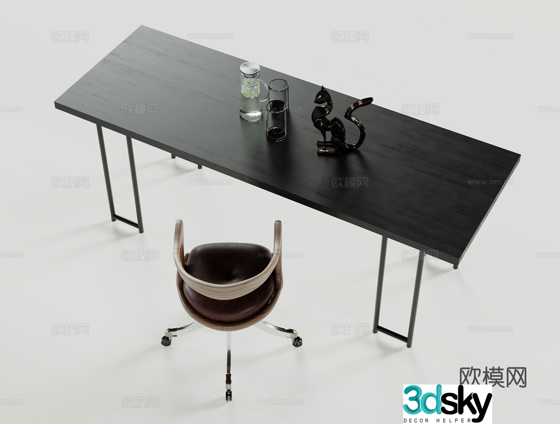 Modern desk and chair 3d model