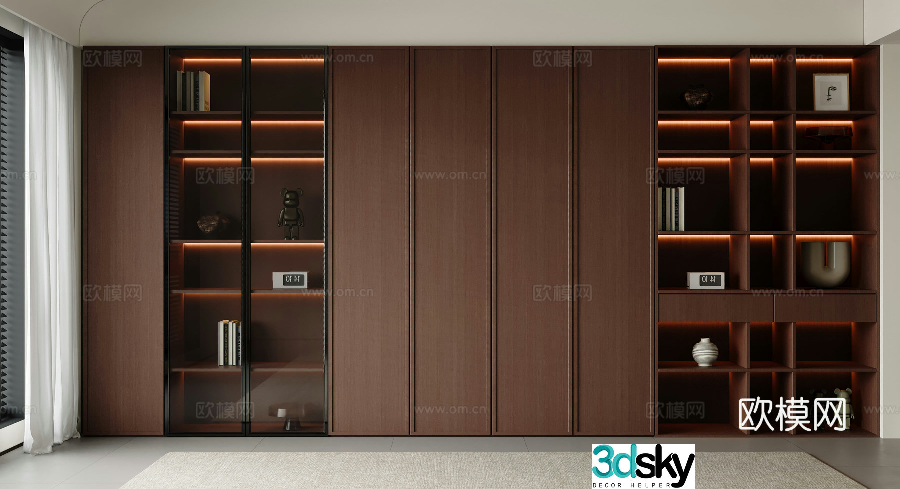 Modern medieval style bookcase 3D model