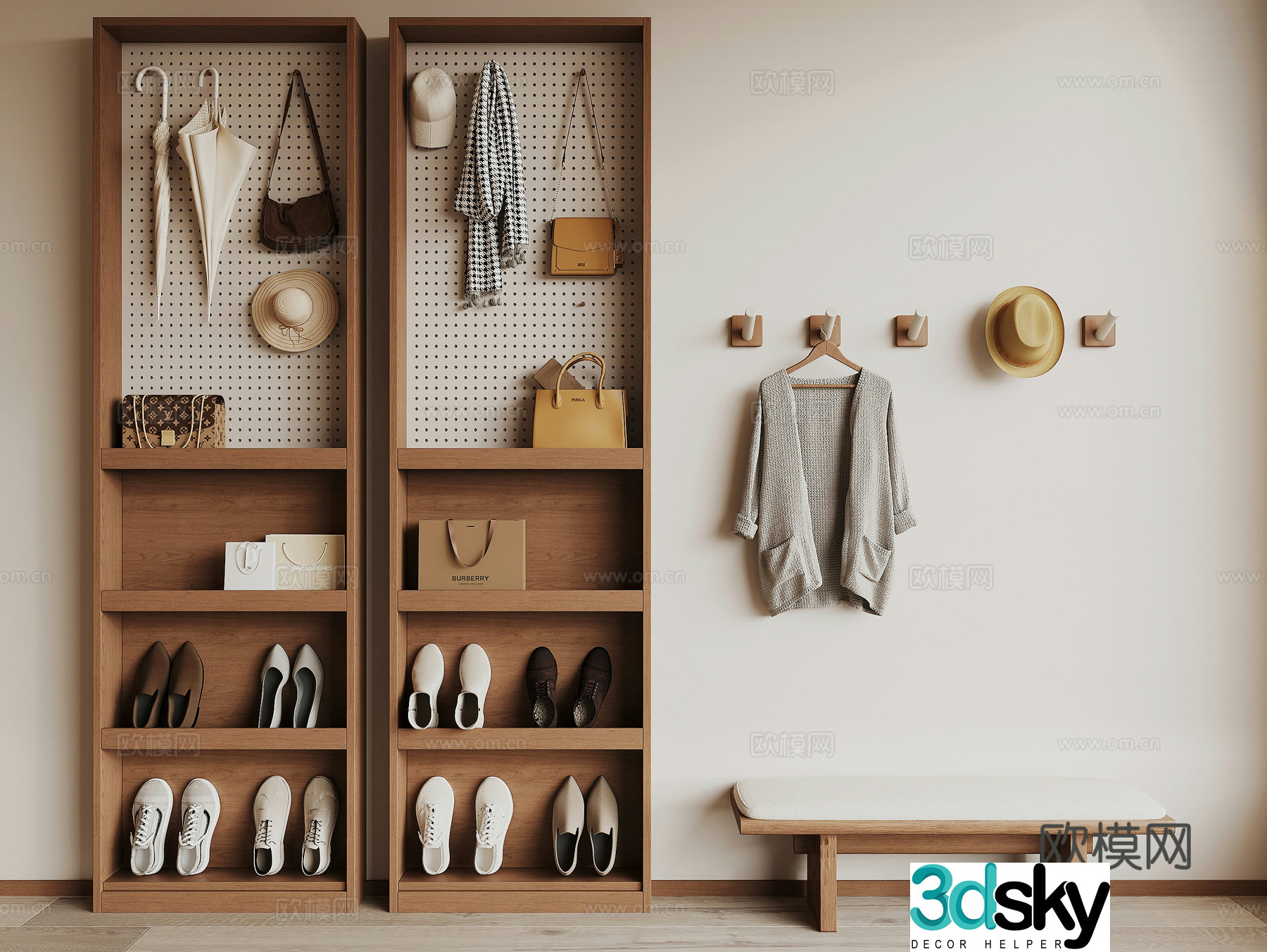 Modern shoe rack 3d model