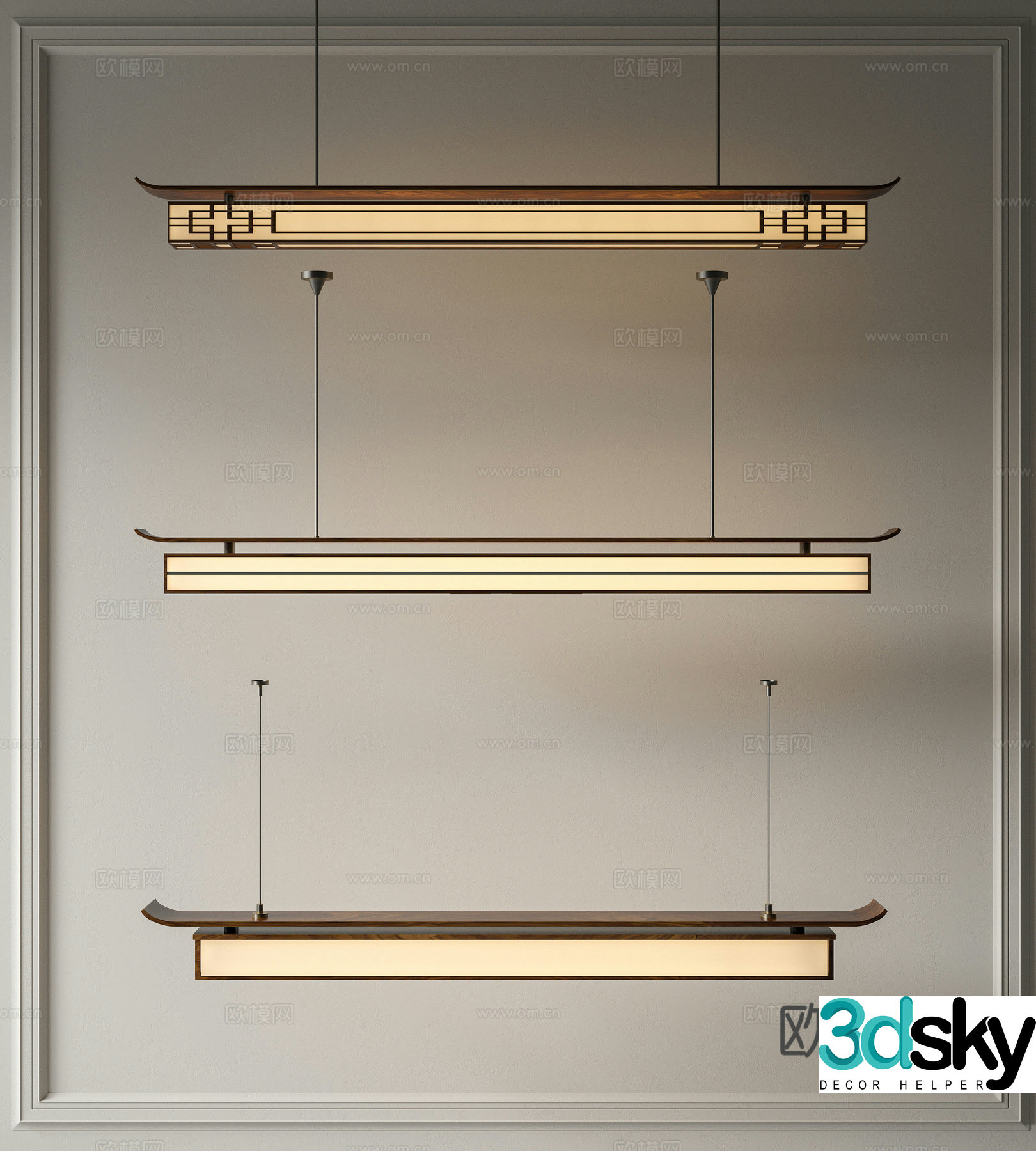 New Chinese chandeliers Chinese chandeliers Decorative chandeliers Art chandeliers Long strip chandeliers 3D model