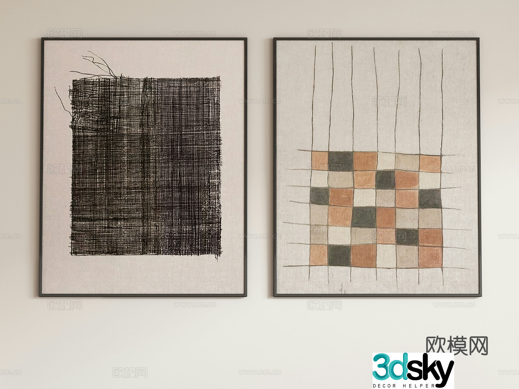 Modern abstract decorative painting hanging painting 3d model