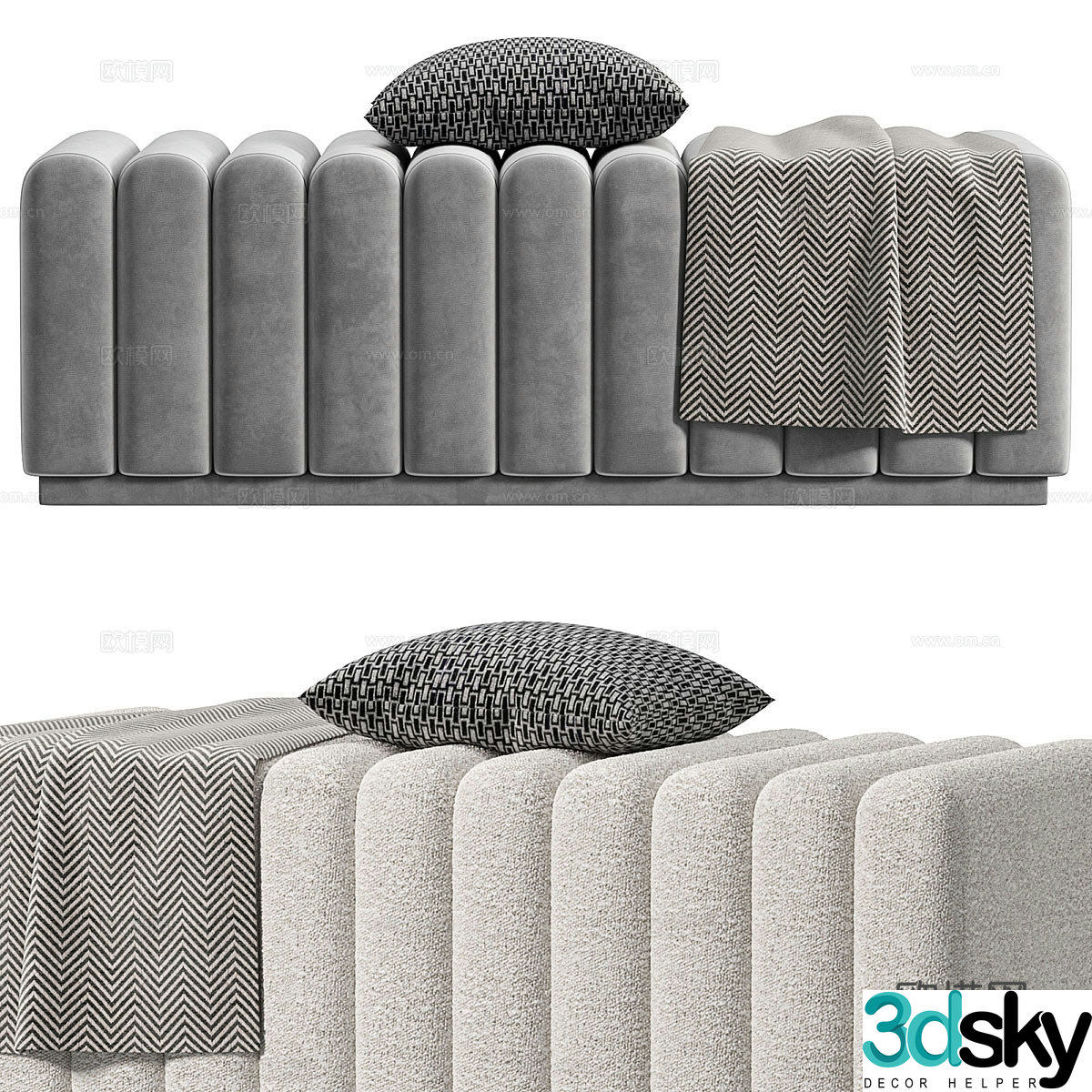 Modern light luxury BENTE sofa stool 3D model