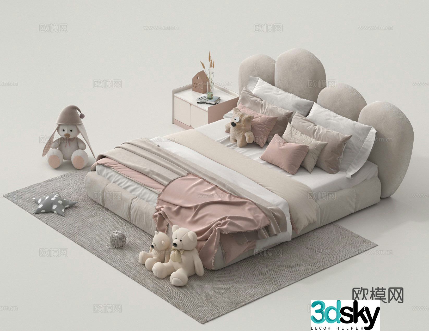 Children’s bed fabric double bed 3d model