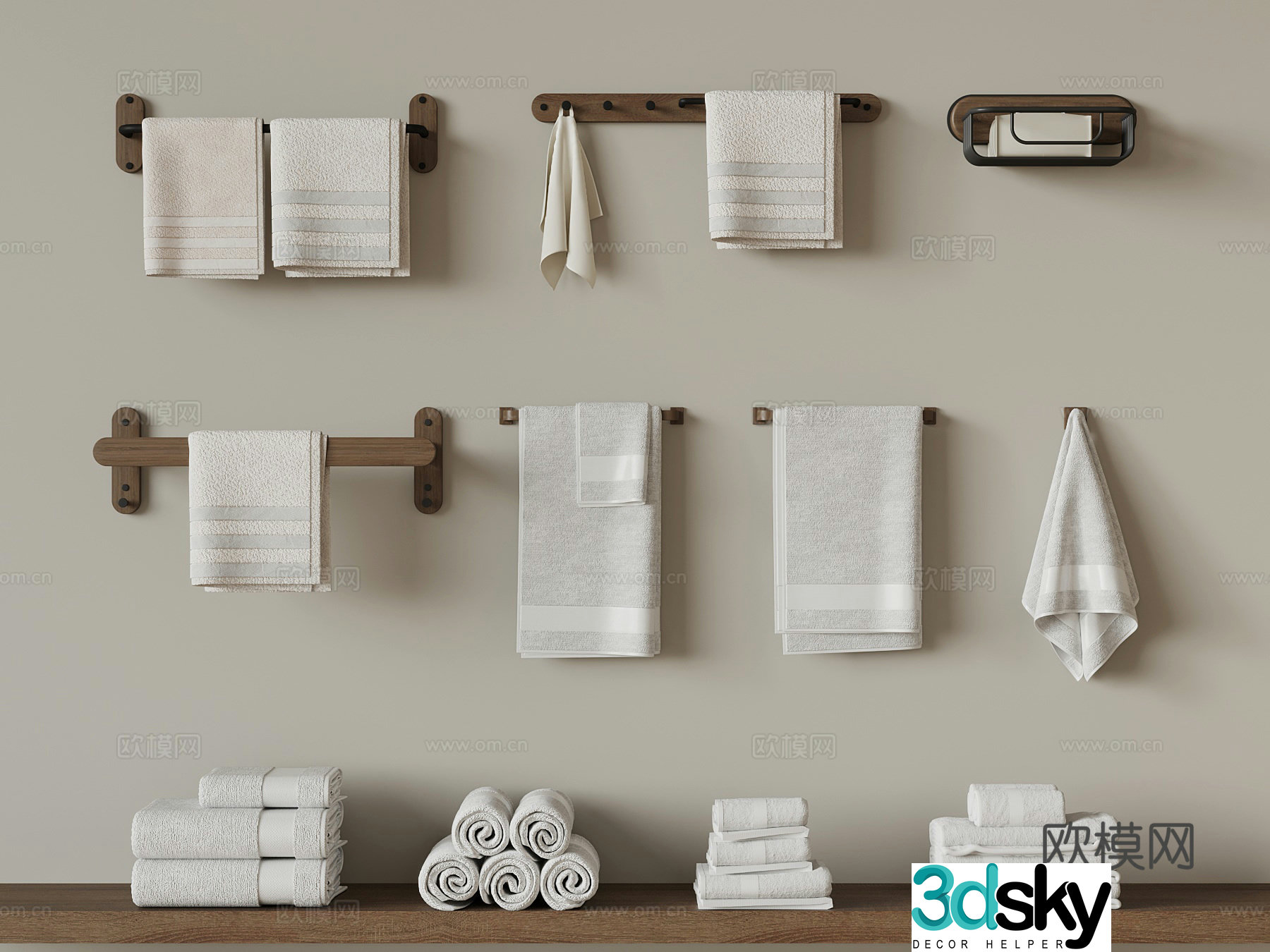Modern towel rack towel 3d model