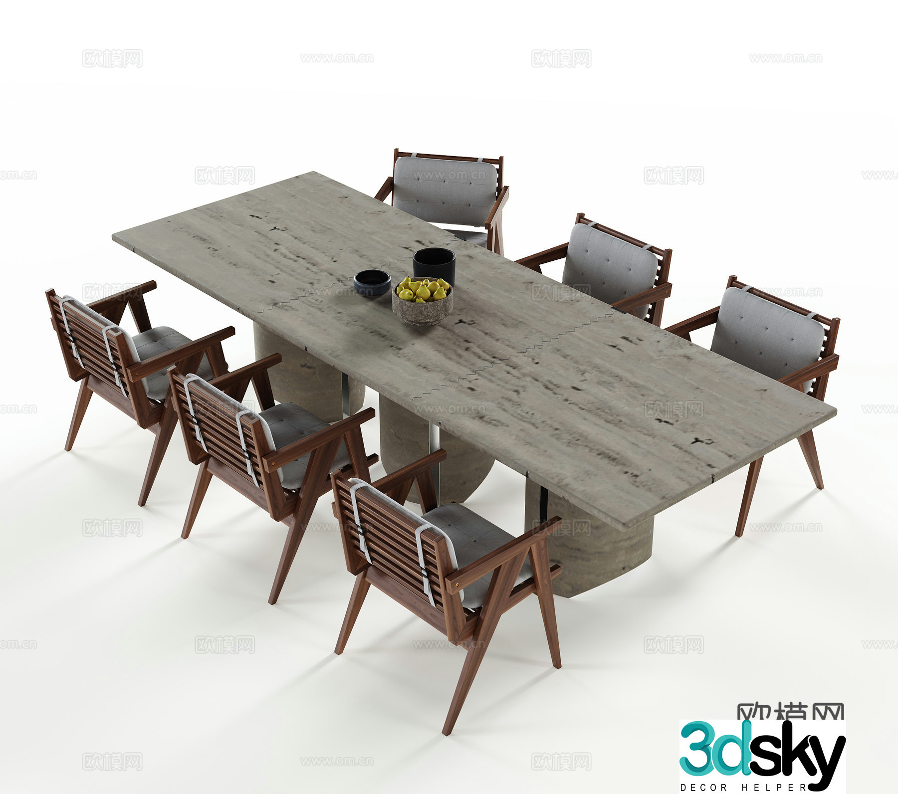 Modern dining table and chair 3d model