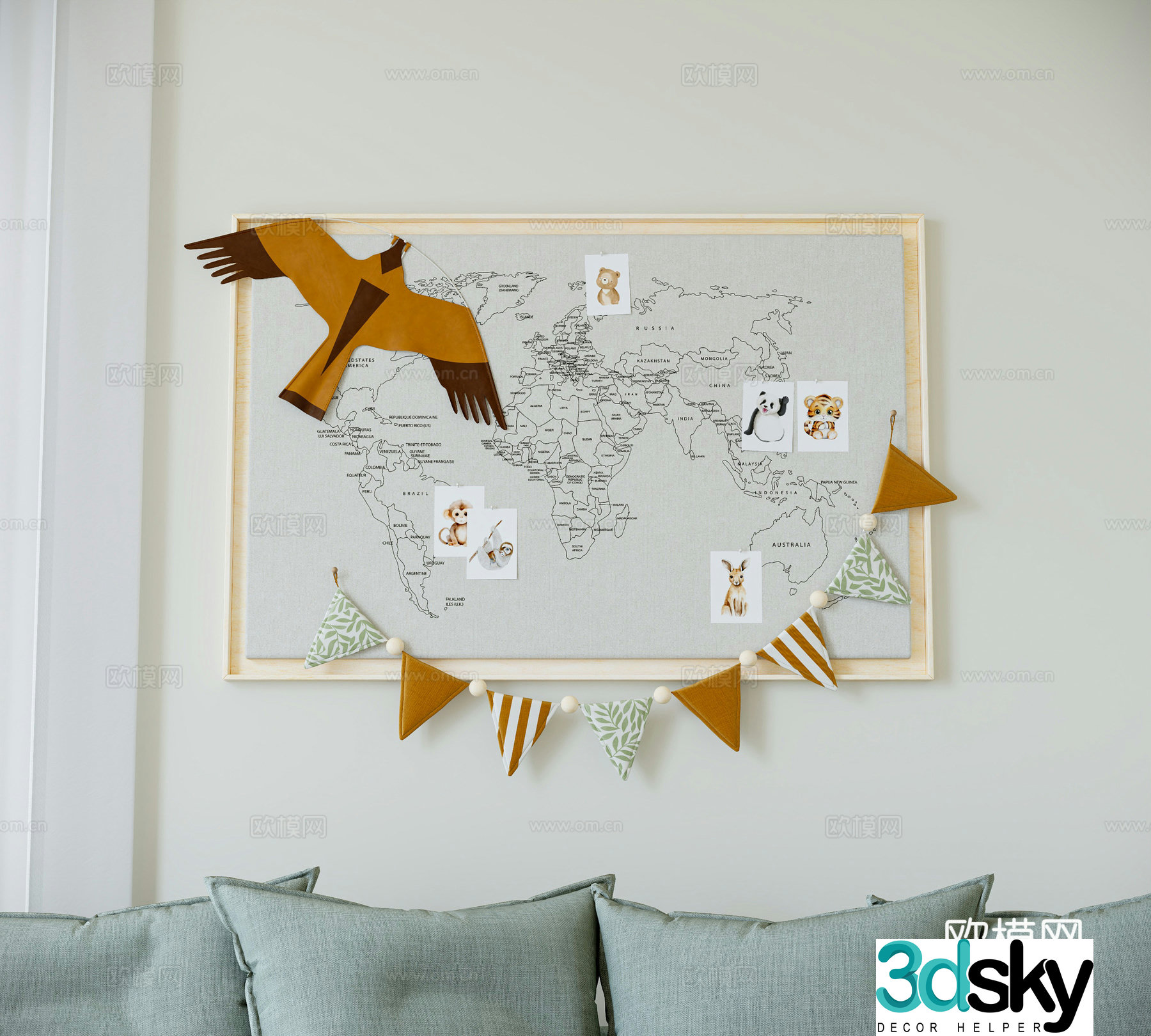 Modern wall decoration photo wall 3d model