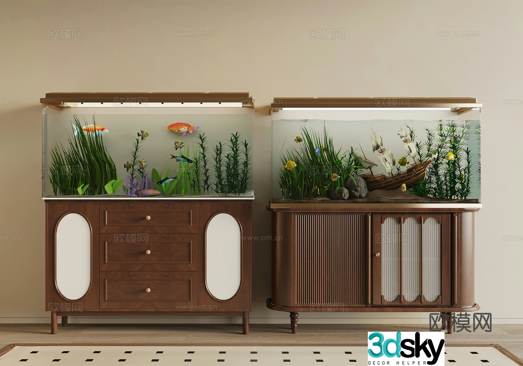 Modern fish tank 3d model