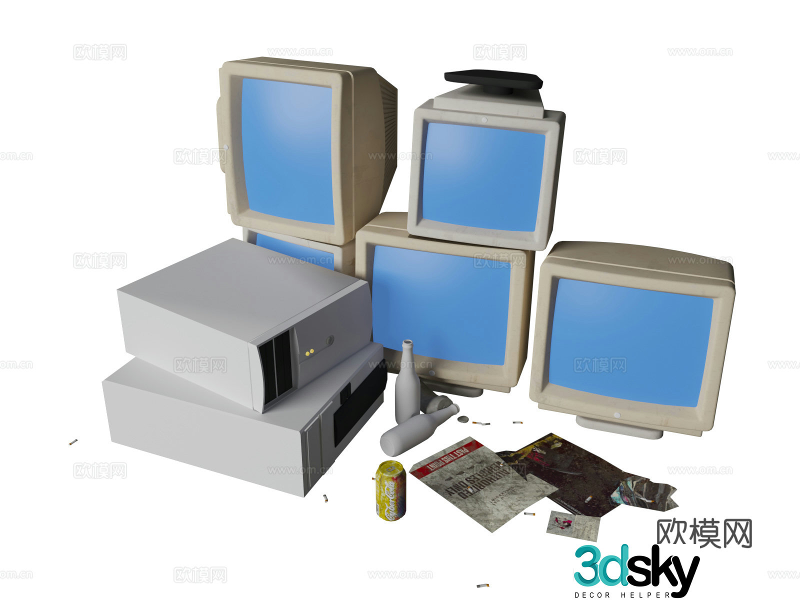 Cyberpunk old computer desktop old host computer Cyberpunk style 3D model