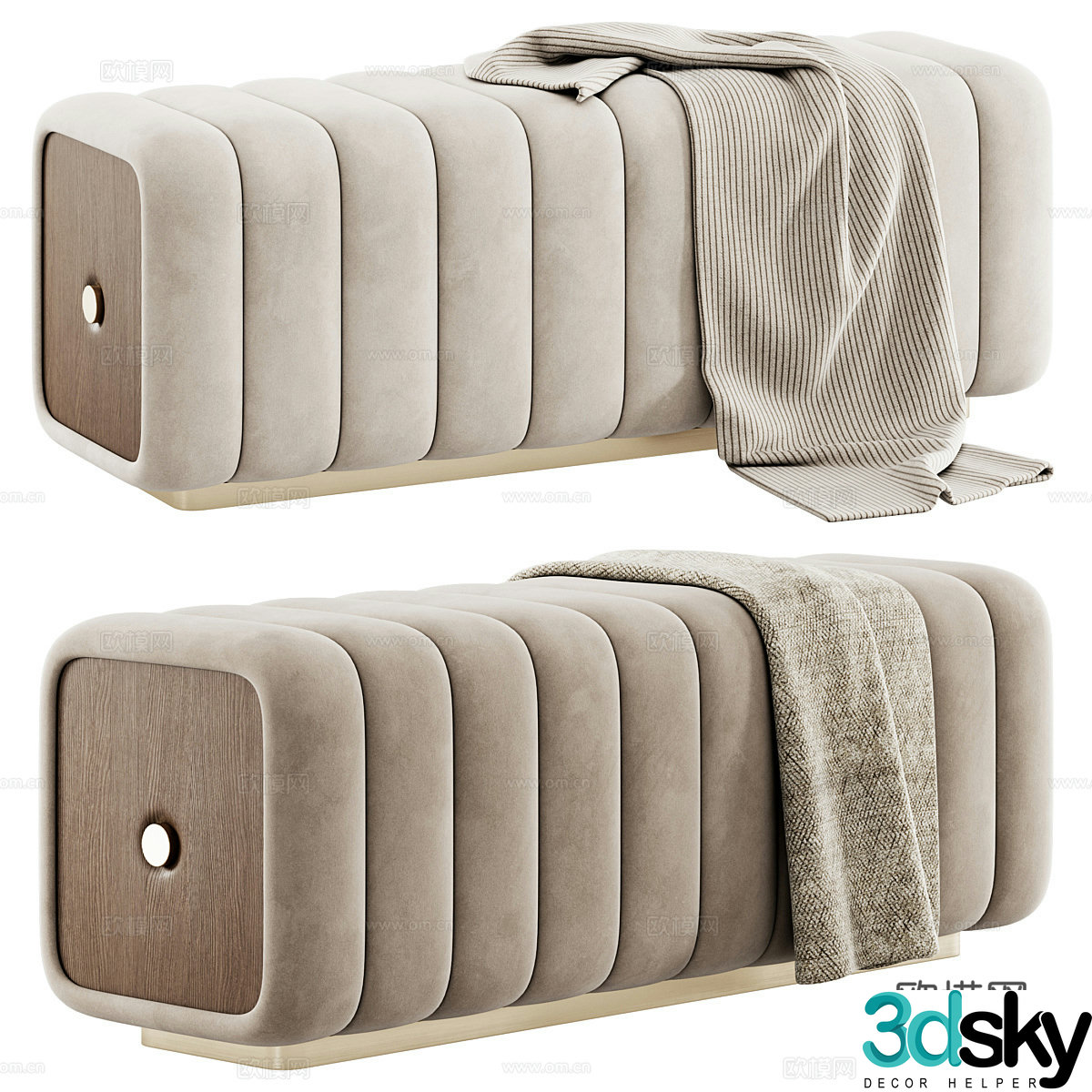 Modern light luxury Minelli sofa stool 3D model