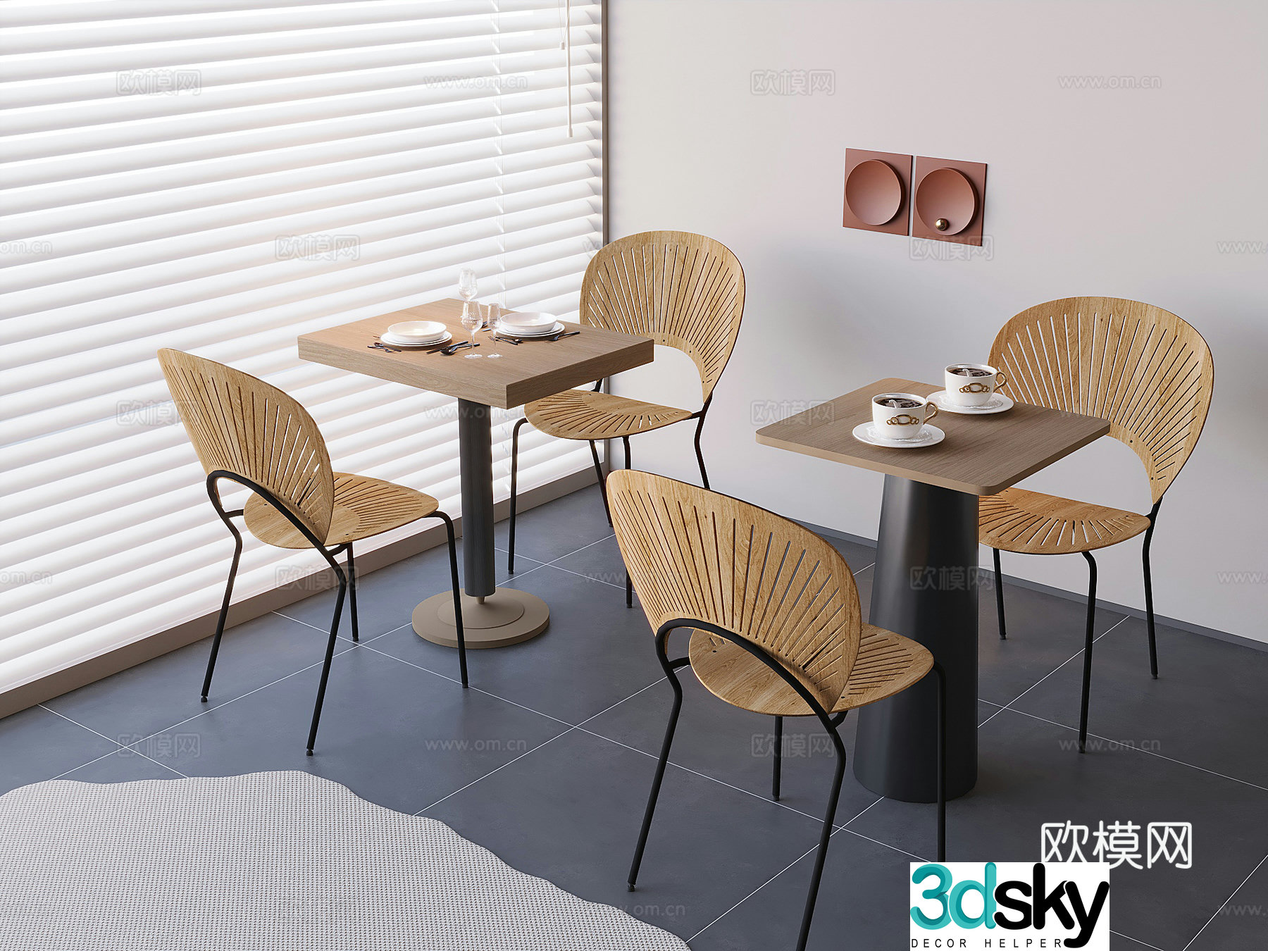 Coffee table chair back chair 3d model