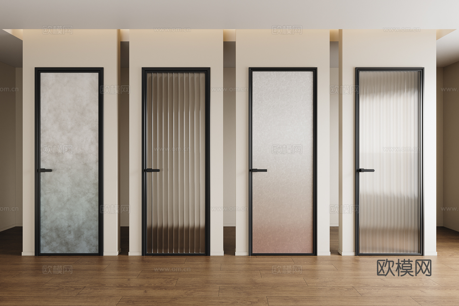 Bathroom glass door combination Changhong glass door Art glass door Bathroom door 3D model