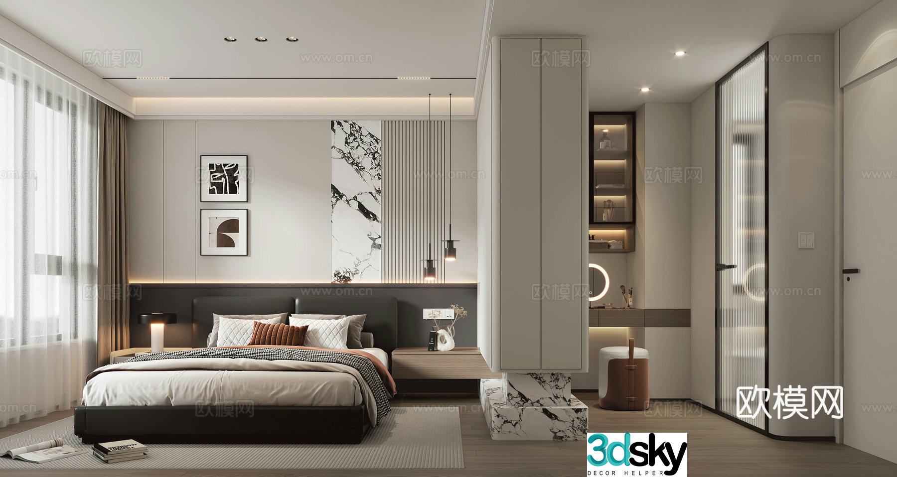 Modern master bedroom 3D model