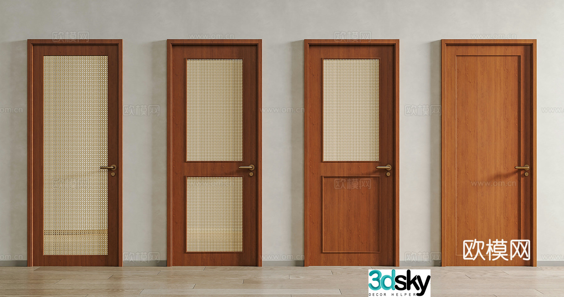 Mesoavenly Salivado door wooden door rattan wooden door mesoavenly style rattan wooden door mesoavenly style room door 3D model
