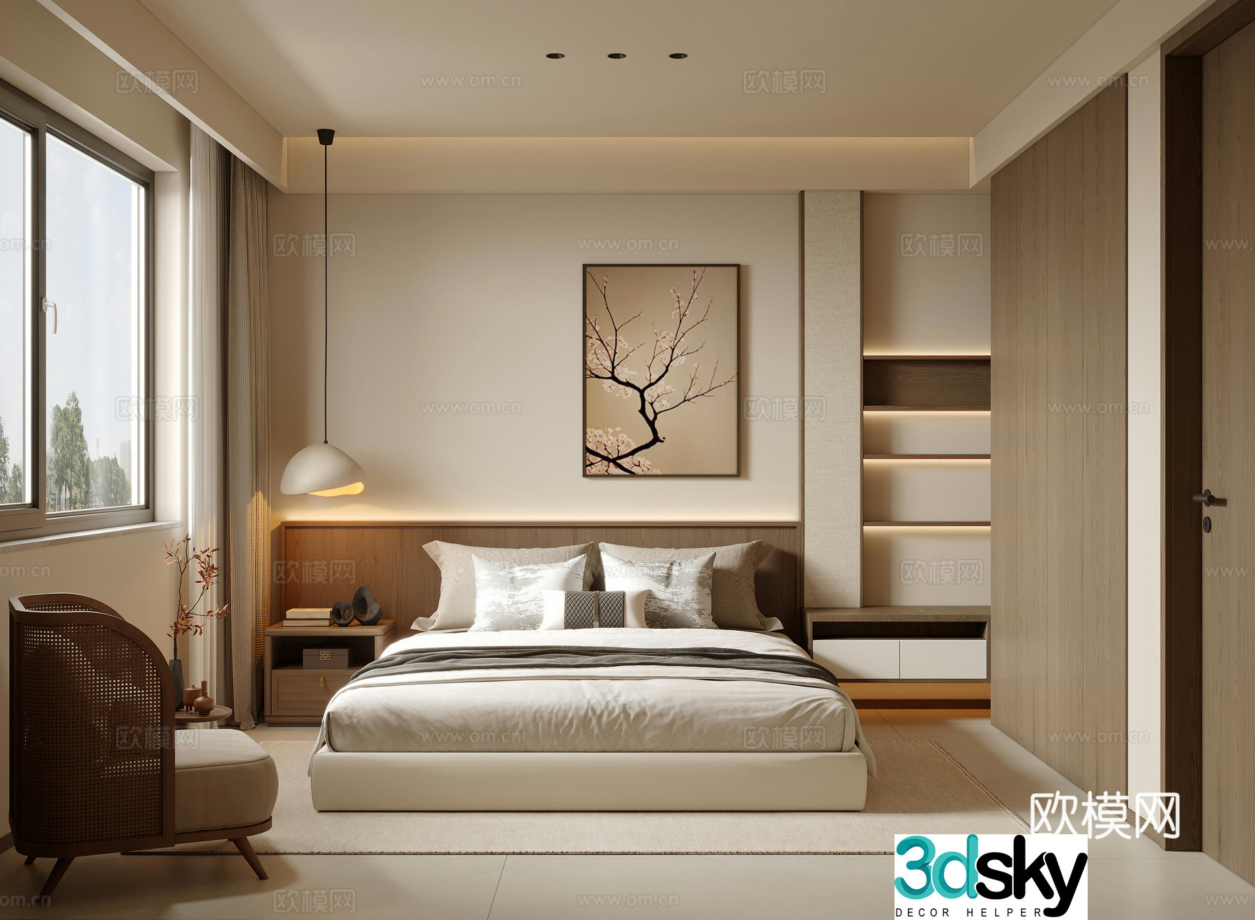 Song style aesthetic bedroom 3D model