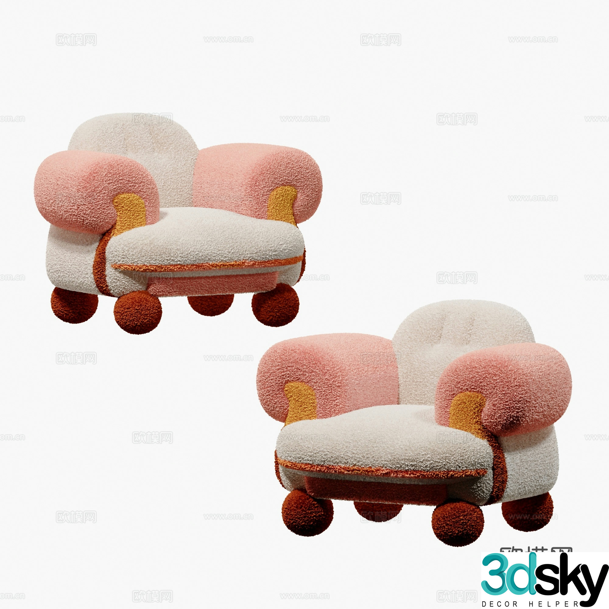Modern children’s macaron casual sofa leisure chair 3d model