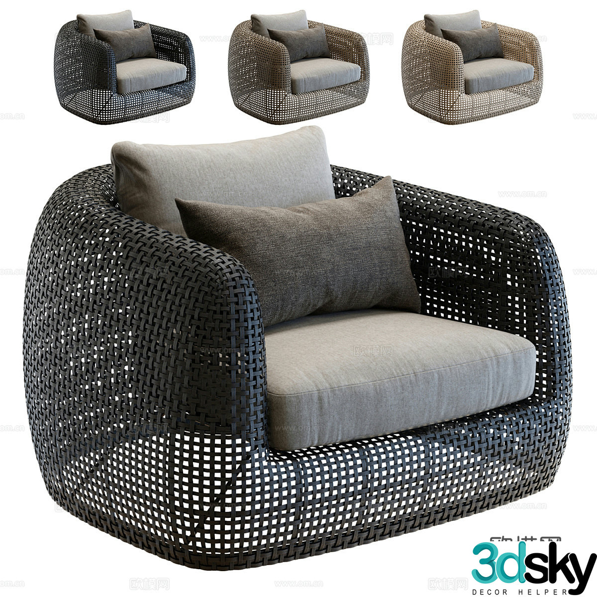 New Chinese Hardware Gemini Outdoor Leisure Sofa 3D Model