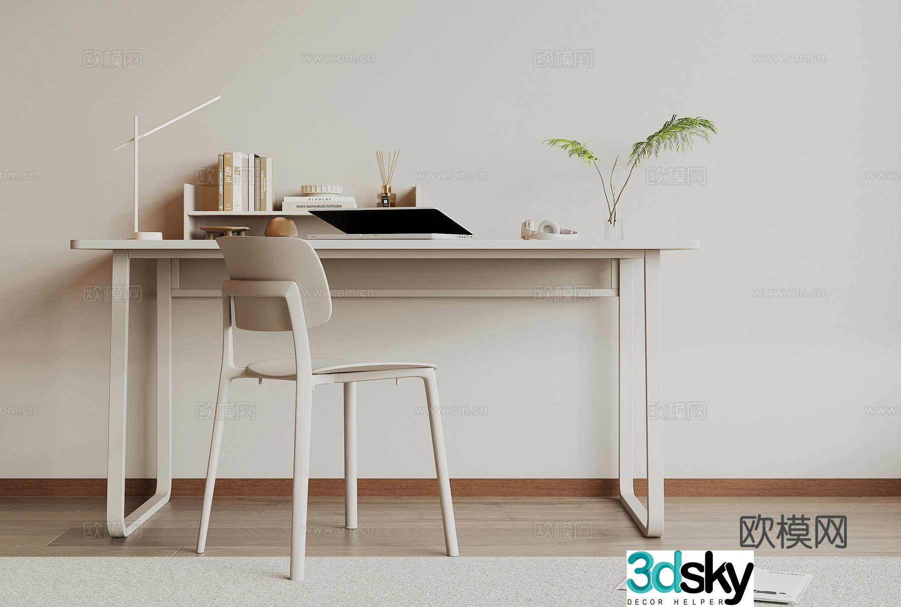 Modern desk and chair 3d model