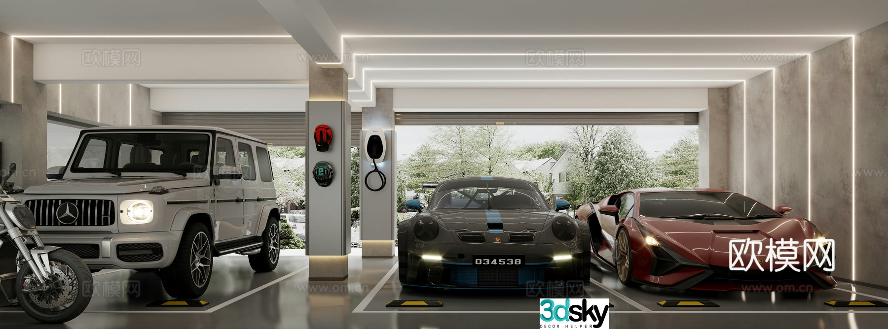 Modern home garage 3d model