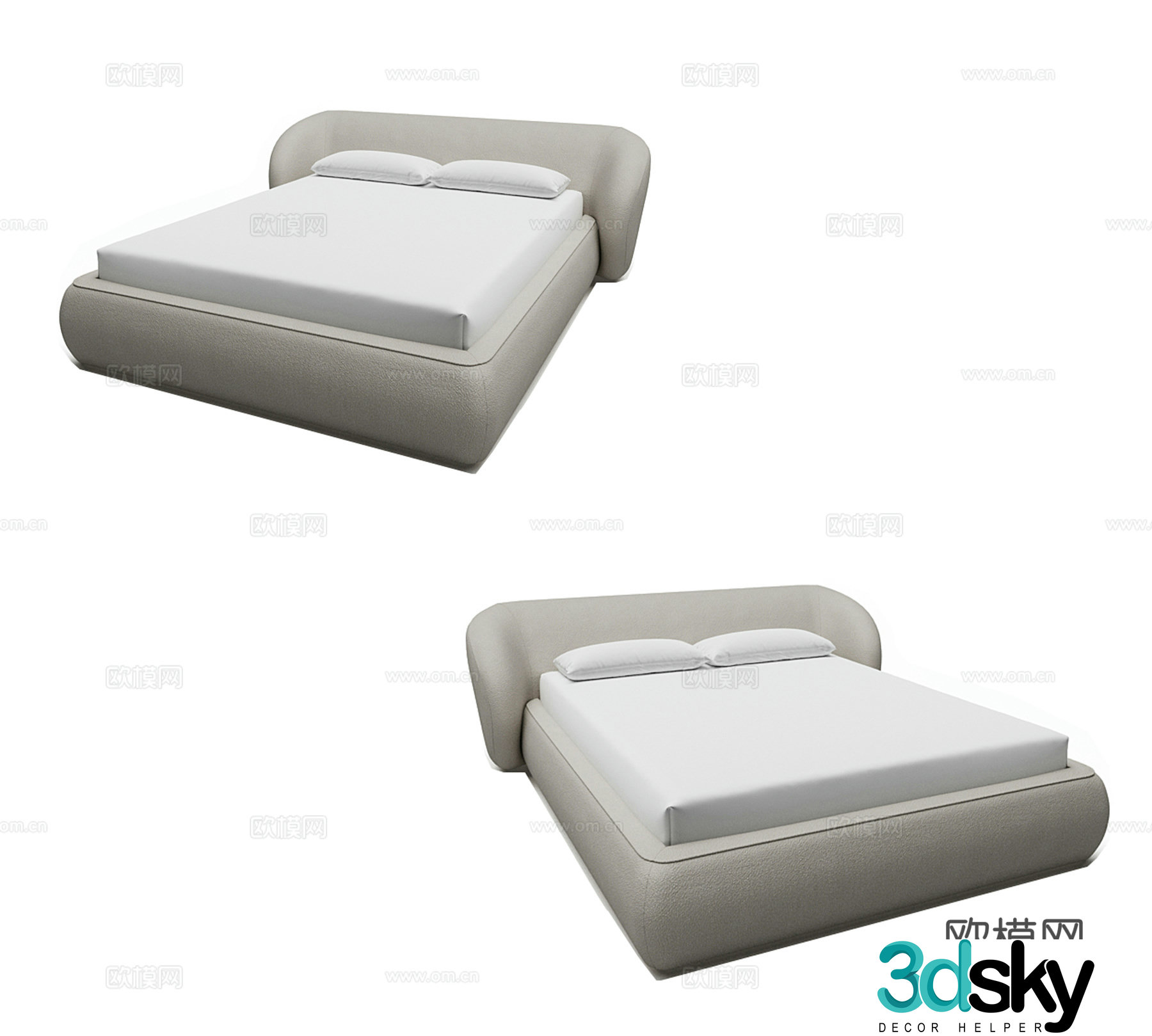 Modern simple double bed Double bed Simple bed Bedroom bed Pillow 3D model