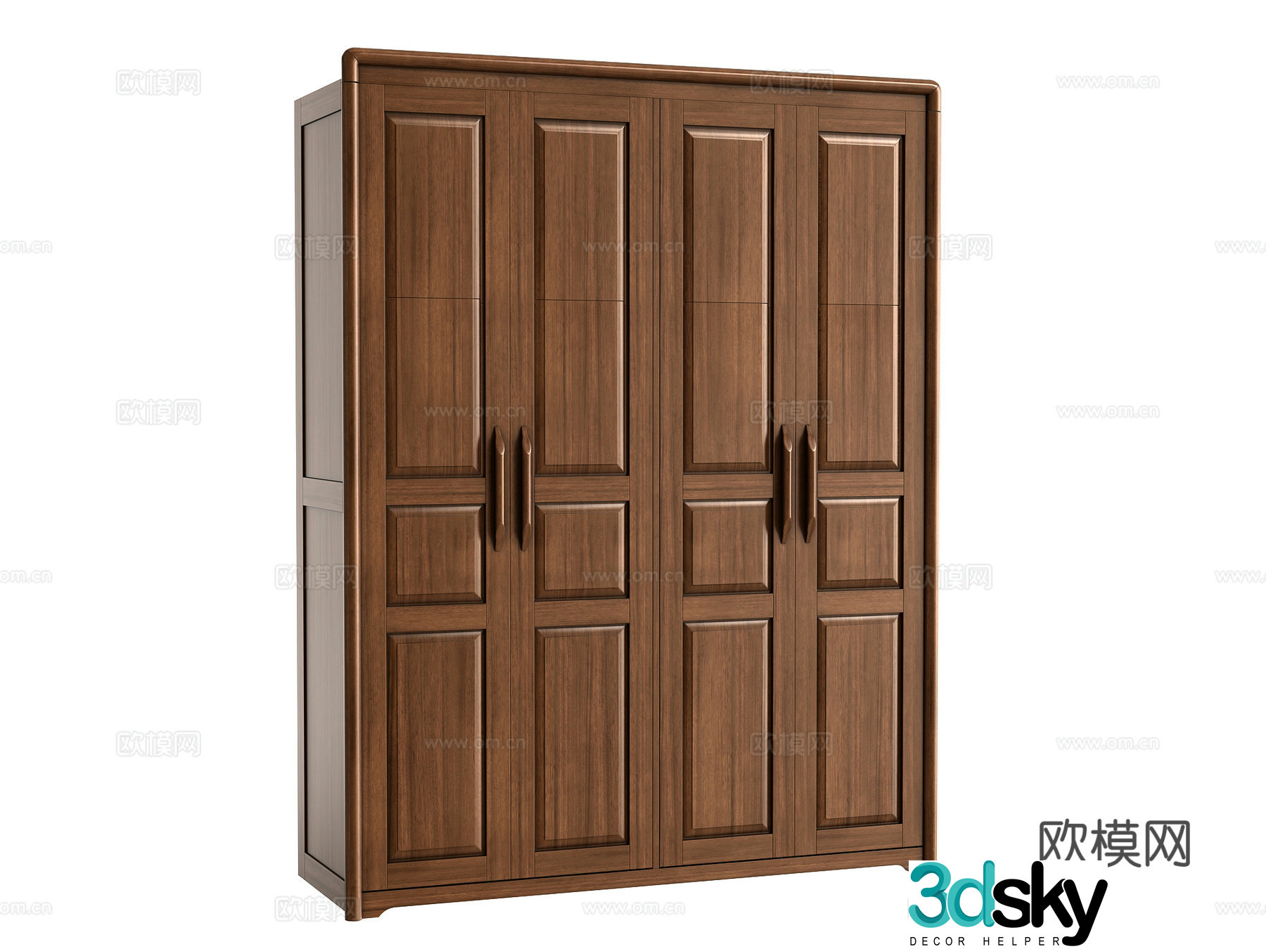 American four-door wardrobe 3D model