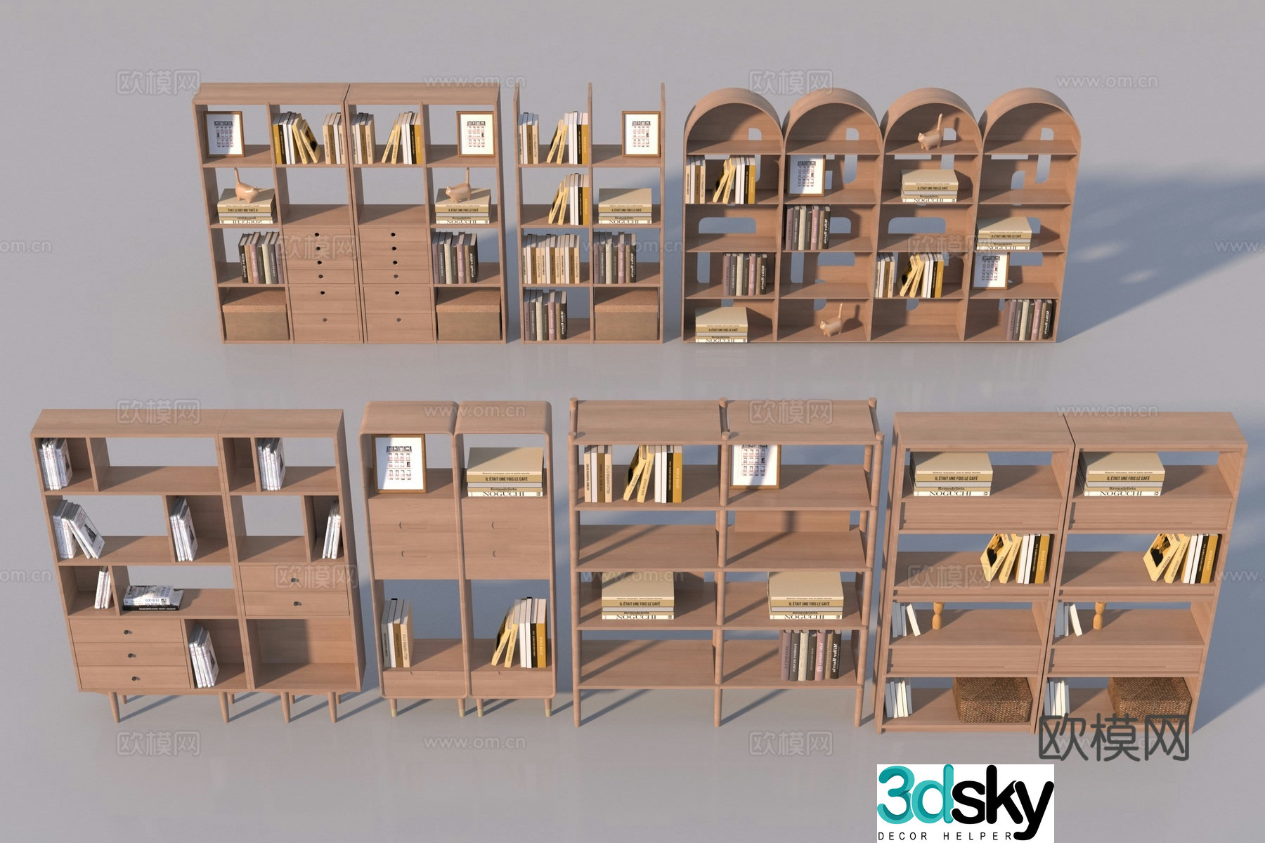 Modern bookshelf Bookcase shelf 3D model